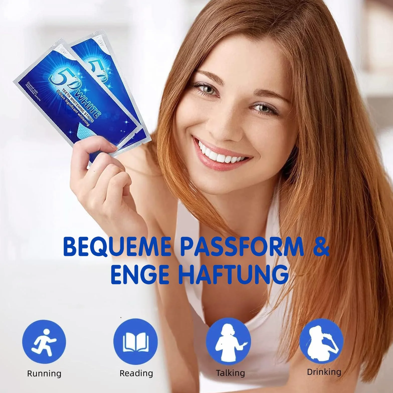 28 Strisce Sbiancanti Denti Professionali, Senza Teeth Sbiancamento Dei Denti, Whitening Strips per Sbiancamento Delicato, Facile Uso a Casa o in Viaggio