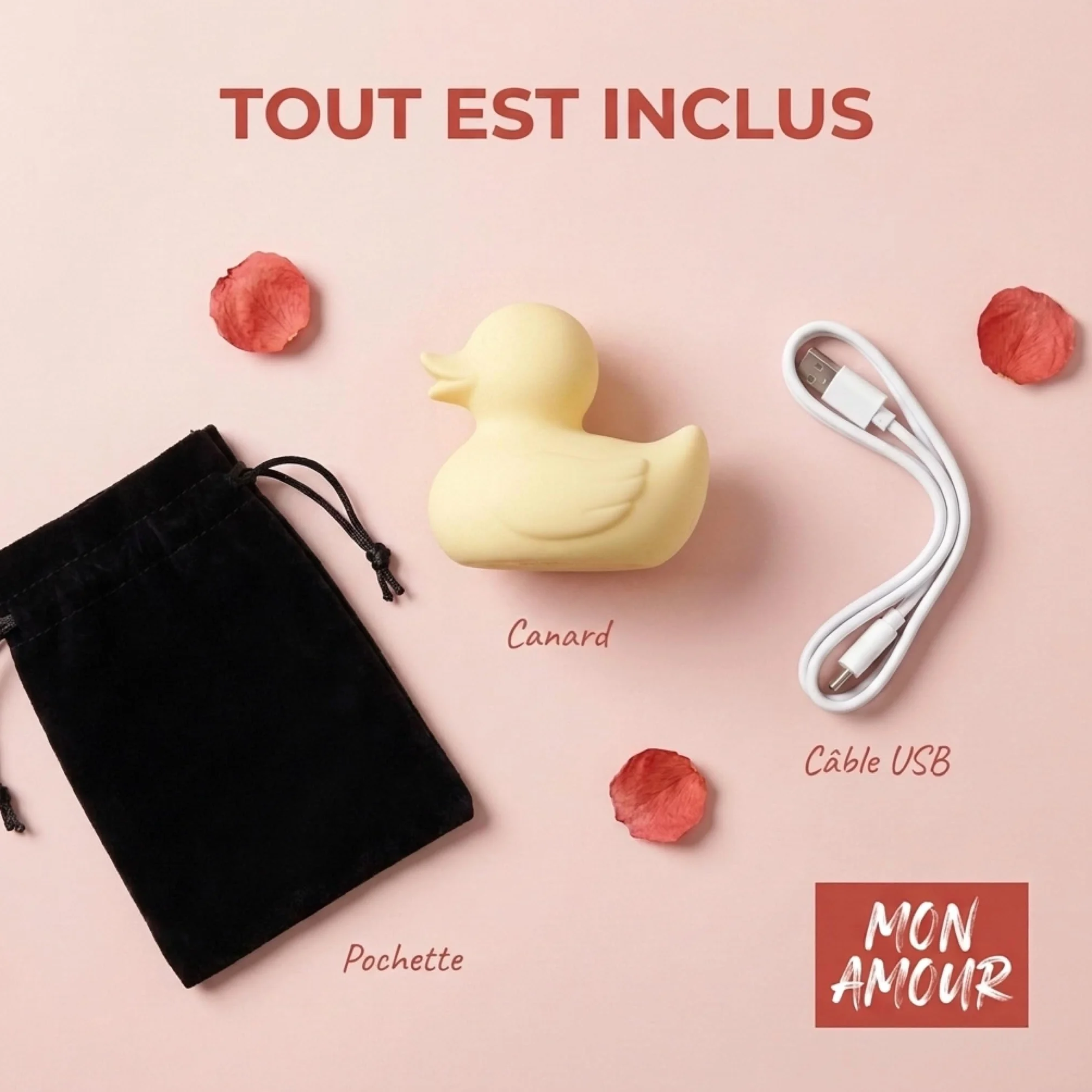 My Love - Duck Vibrator - 10 Vibration Modes - IPX6 Waterproof - Compact and Discreet - USB Rechargeable - Hypoallergenic Soft Silicone (yellow)
