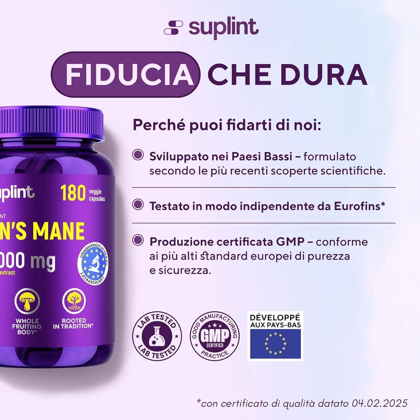Lions Mane Mushroom Capsule 10.000 mg – Estratto Altamente Concentrato di Hericium Erinaceus 10:1 – Testato in Laboratorio con Certificazione – Integratore Lions Mane – 180 Capsule Vegane