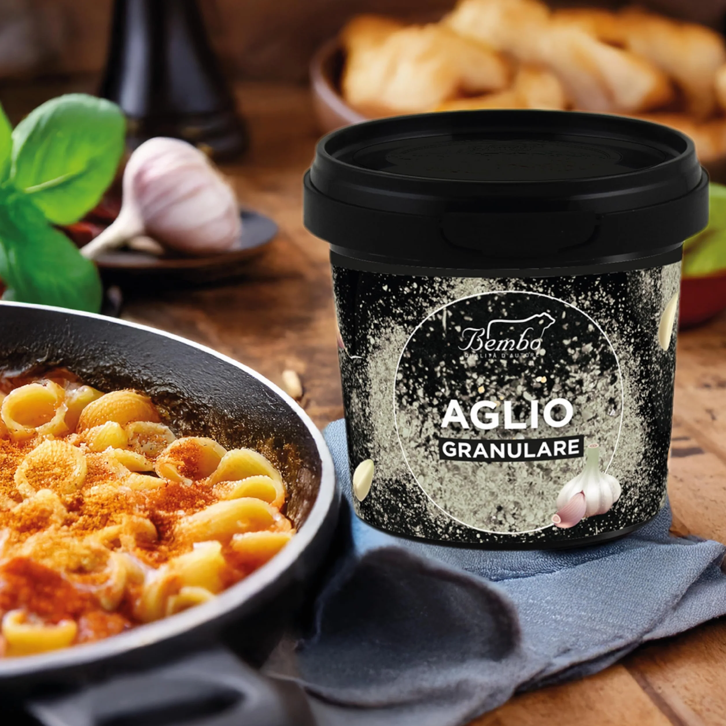 Aglio Granulare Bembo 70 g - Confezione Anti Spreco - Spezia Essiccata al Sole - Aroma Intenso - Prodotto Naturale - Confezione anti-luce e anti-ossidazione (Aglio Granulare)