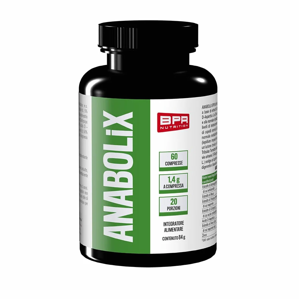 BPR Nutrition - Anabolix 60 compresse - Integratore ad azione tonico-stimolante, adattogena e rimodellante con aggiunta di zinco e acido D-aspartico