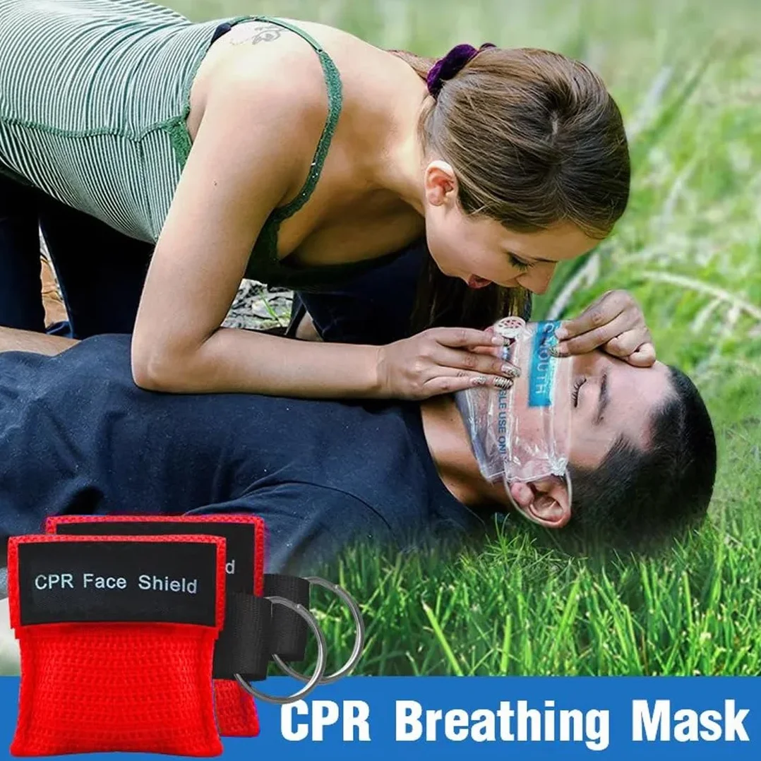 Pocket Mask Primo Soccorso con Barriera di Respirazione a Valvola a Senso Unico, 4 Pezzi