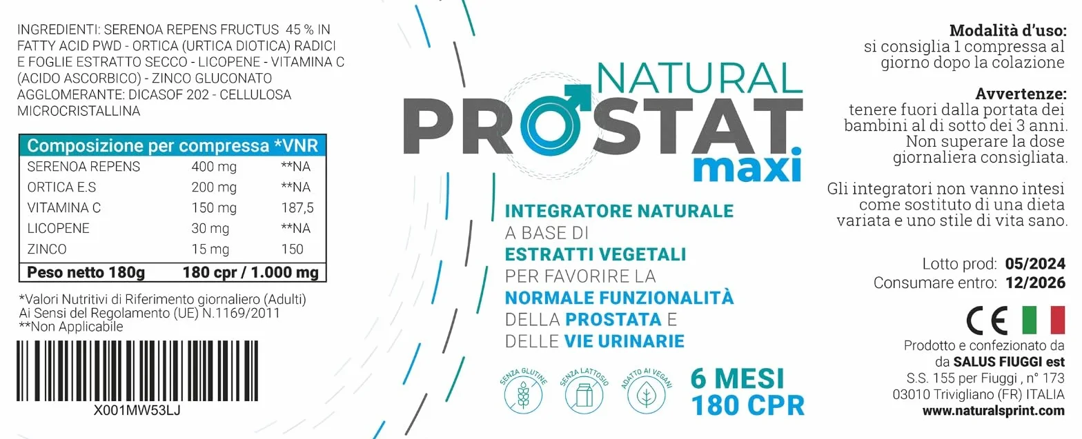 PROSTAT SERENOA REPENS 180 cpr Integratore Prostata con Serenoa e Licopene 400MG 6 Mesi