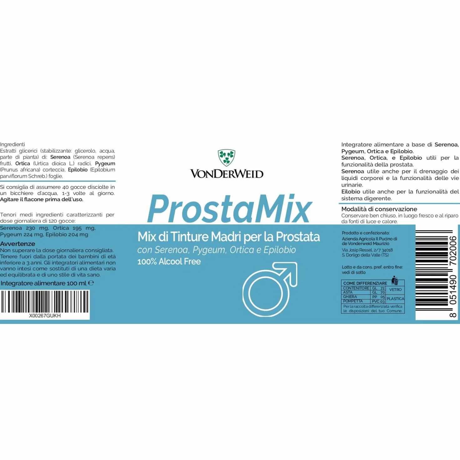 ProstaMix Integratore Prostata Uomo con Serenoa Repens, Pygeum Africanum, Ortica, Epilobio 100 ml