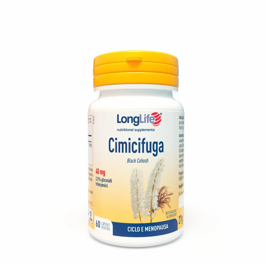 LongLife Cimicifuga Integratore titolata 2,5% glicosidi triterpenici Benessere menopausa Funzione articolare Vegano senza glutine