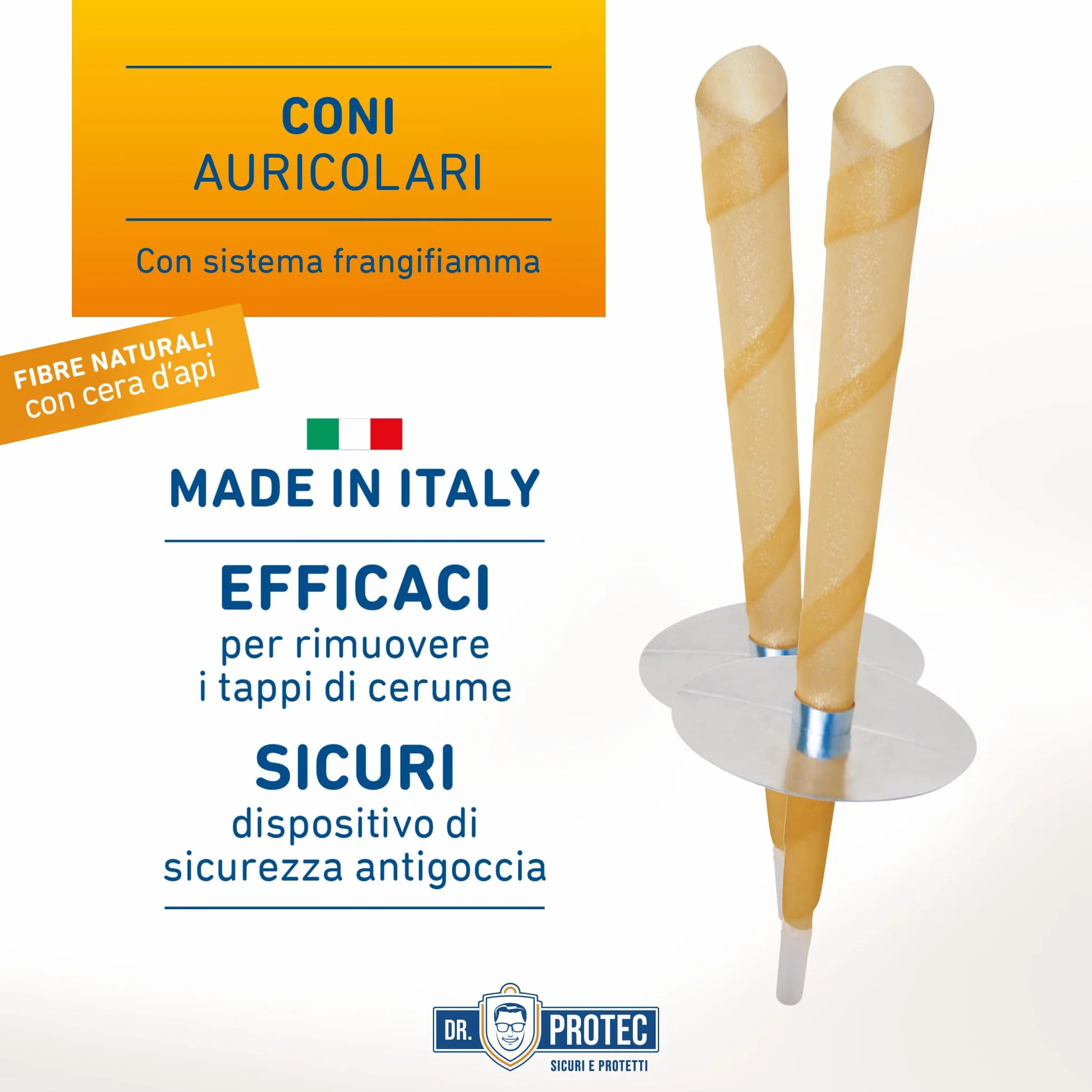 Dr Protec, Cono Auricolare con sistema frangifiamma, 2 coni per confezione