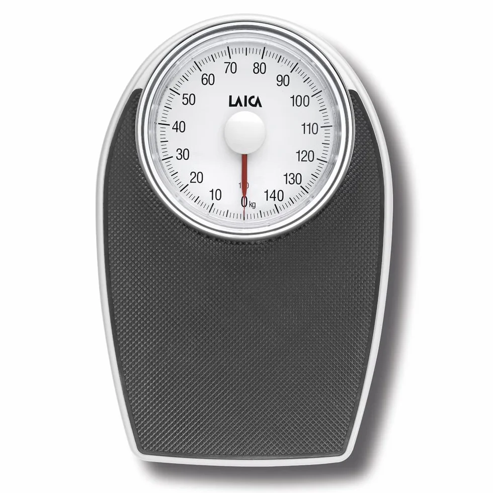 LAICA Bilancia Pesapersone Meccanica 150 kg Tapetto Antiscivolo Quadrante Analogico Bianco/Nero