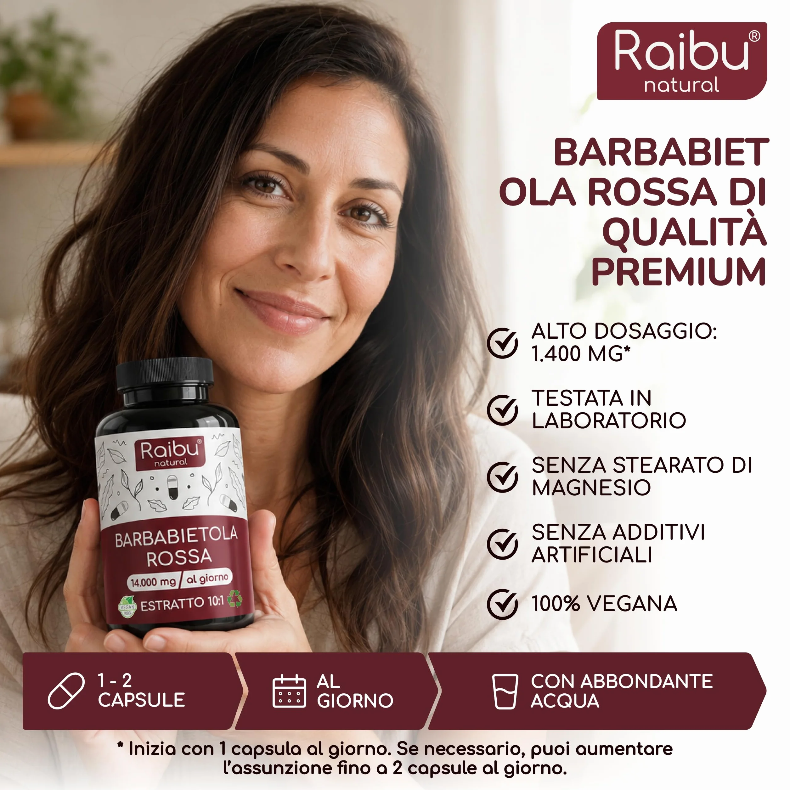 Barbabietola Rossa Integratore 14000 mg 240 Capsule Estratto 10:1 Supporto Ossido Nitrico Vegano