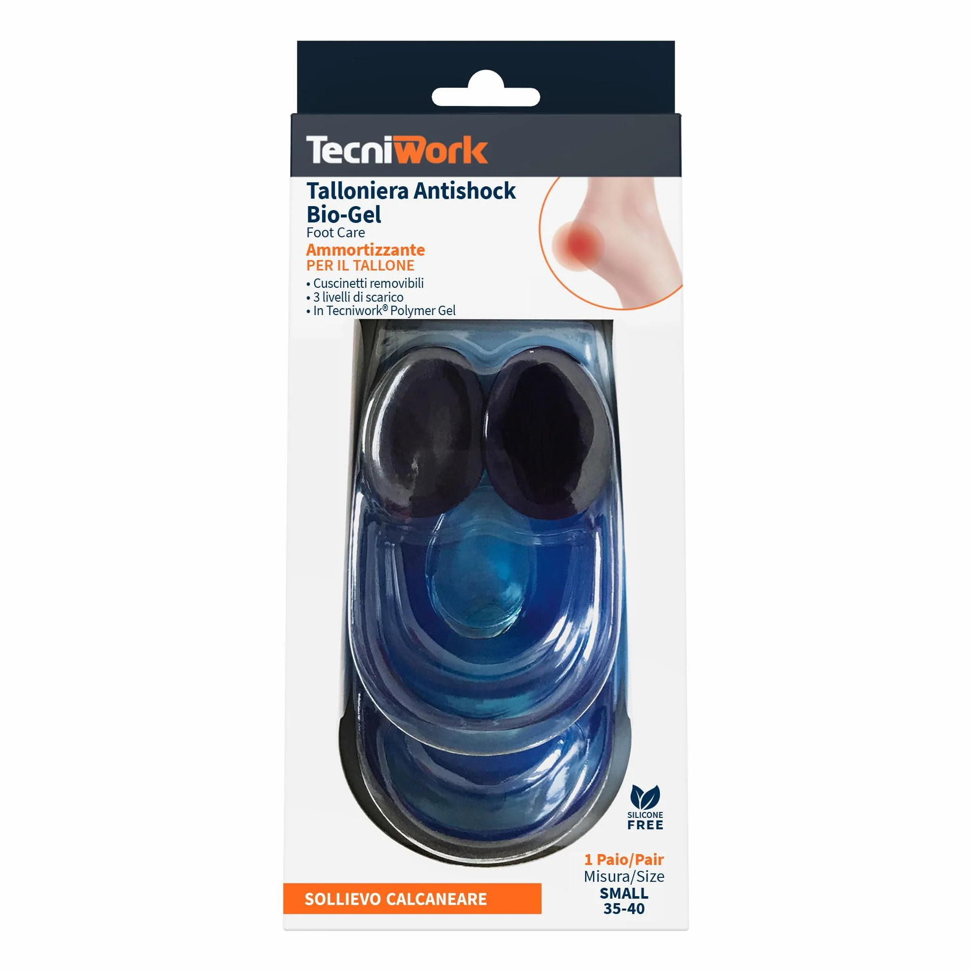 Talloniera Anti-shock in gel con cuscinetti removibili a densità graduata - 1 paio - Mis. per scarpe 41-46