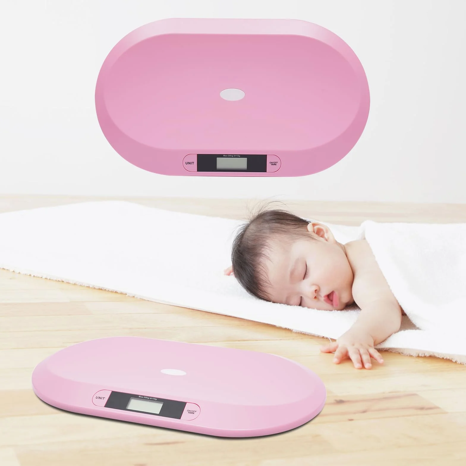 Bilancia digitale per bambini 20 kg LED spegnimento automatico tara rosa