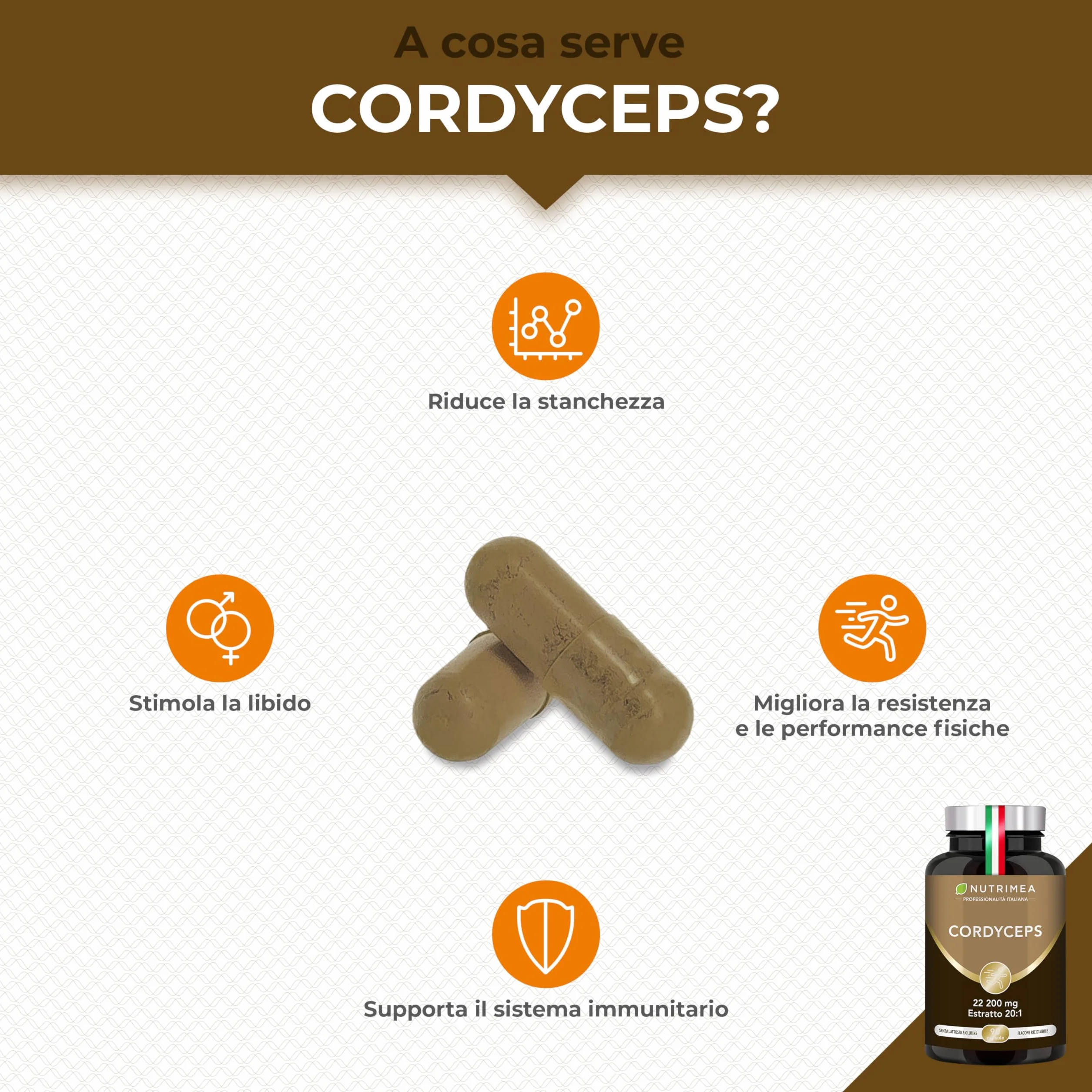 Cordyceps Sinensis | 22200 mg (Estratto di Micelio 20:1) | 100% Naturale | Energia, Resistenza e Immunità | 90 Capsule | Nutrimea