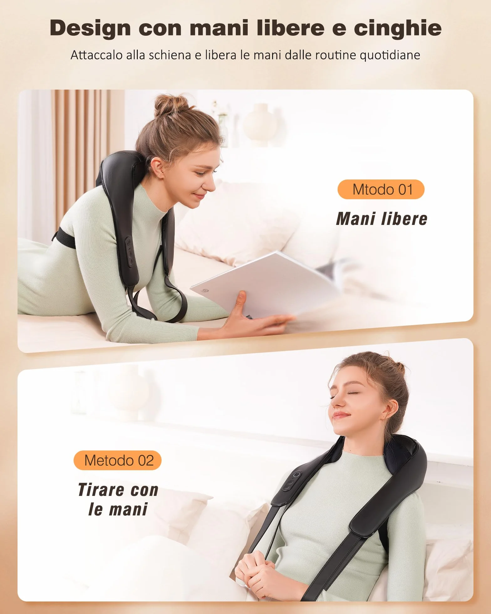 KNQZE® Massaggiatore cervicale senza fili, Massaggiatore schiena e collo ricaricabile, Massaggiatore shiatsu 4D con impastamento profondo, Riscaldamento al grafene potenziato, Regalo festa della mamma