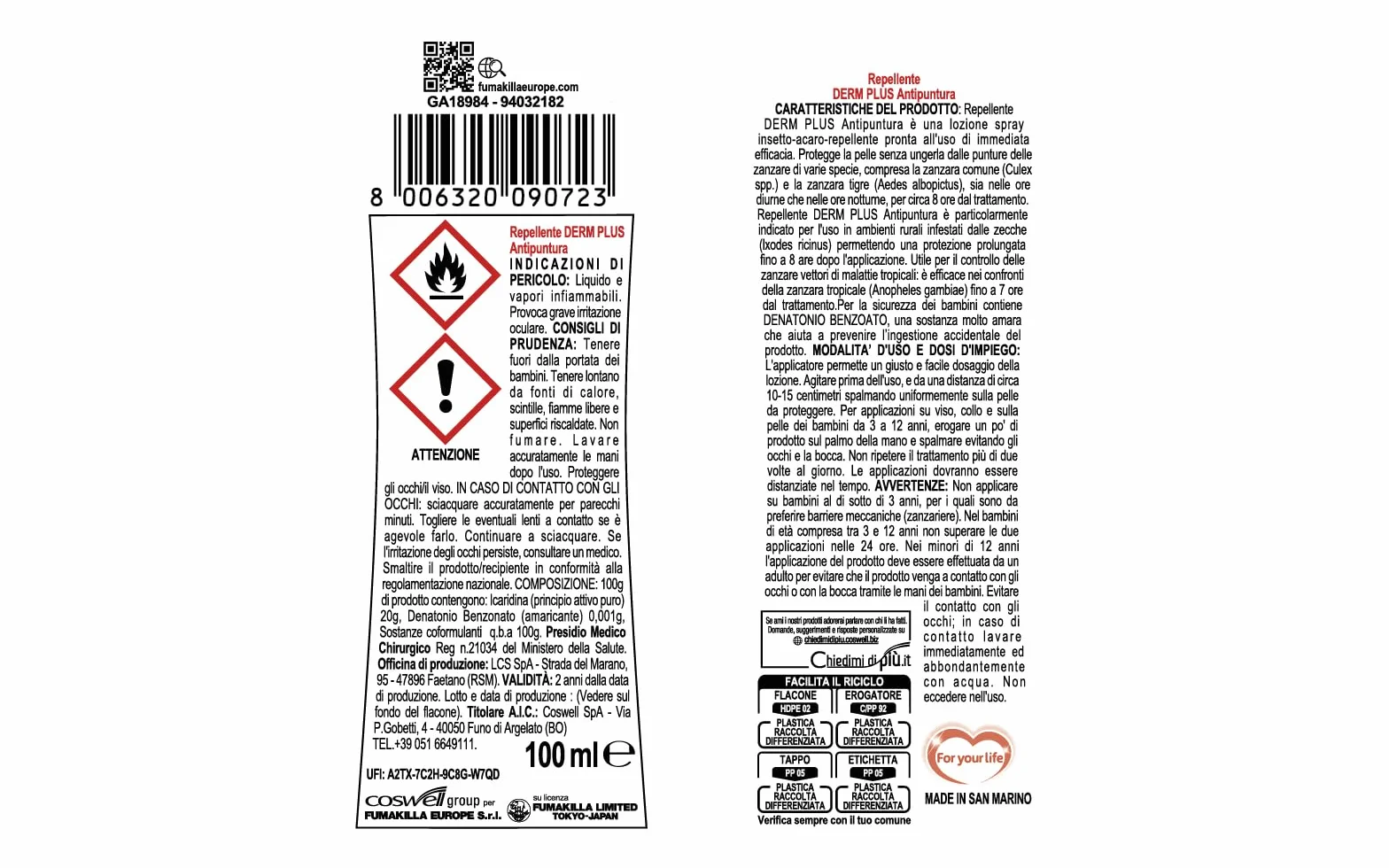 Vape Derm Lo Scudo Attivo Lozione Antipuntura Repellente Zanzare 100 ml