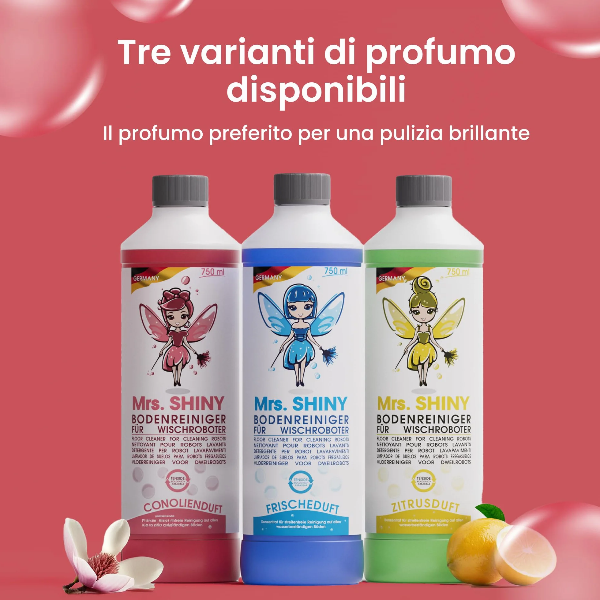 Mrs. SHINY Detersivo per lavapavimenti 750 ml magnolia senza striature
