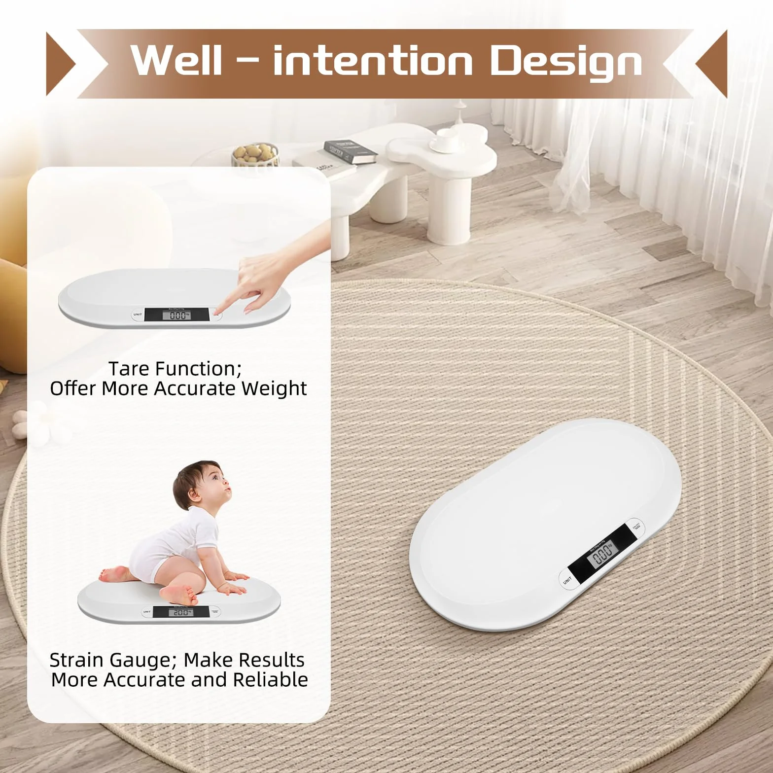 Bilancia per bambini digitale LCD 20 kg 3 modalità pesatura bianco