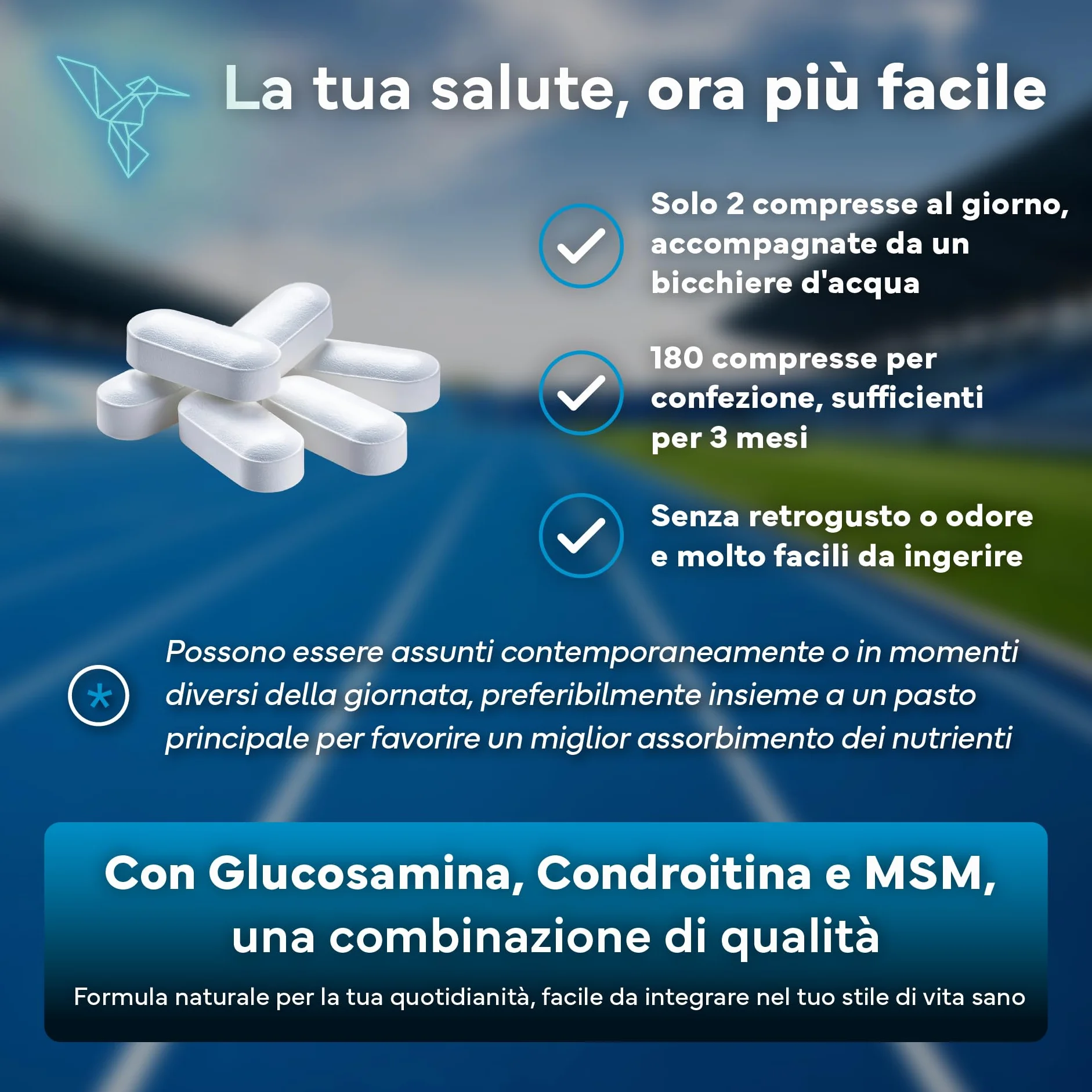 Glucosamina, Condroitina e MSM – Integratore per Articolazioni, Cartilagine e Ossa – Formula con Boswellia, Vitamine C e D3 – 180 Capsule ad Alta Densità – Sevens Nutrition