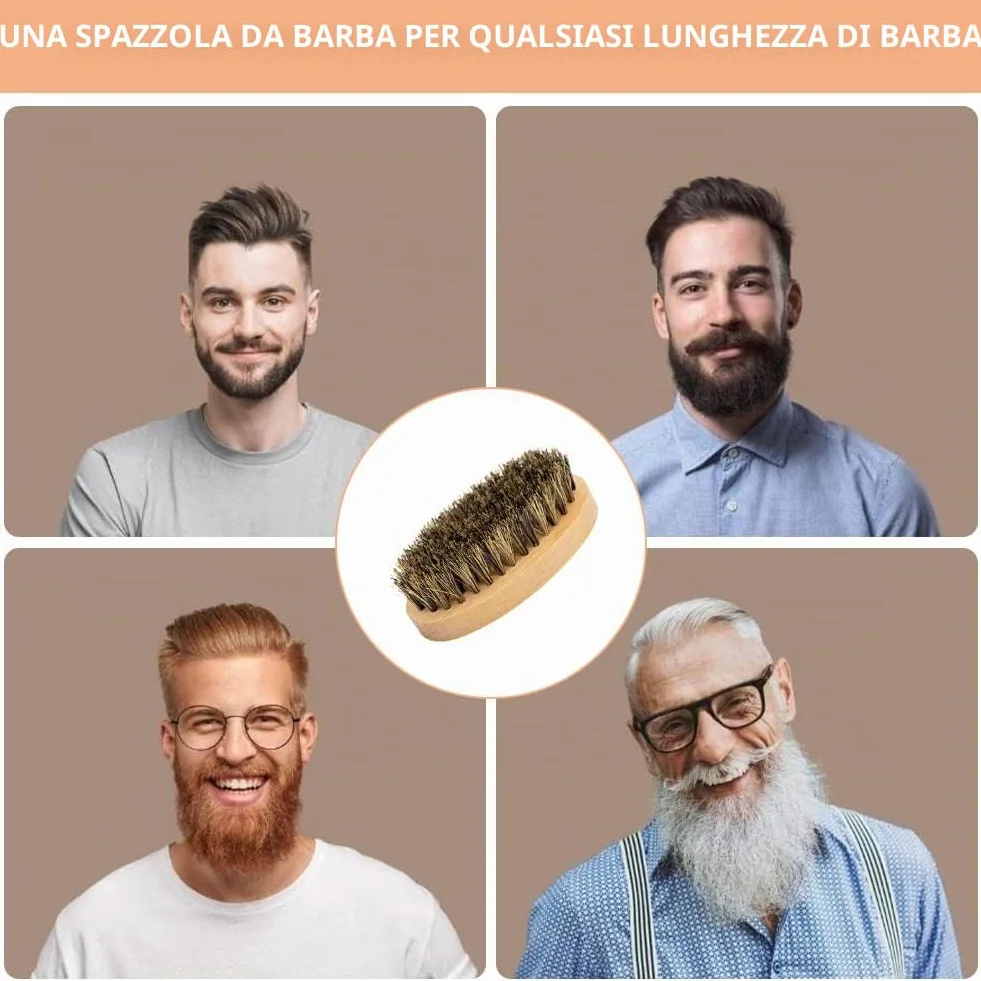 Spazzola Barba Uomo, Setole di Cinghiale, Pettine, Forbici (3pcs)