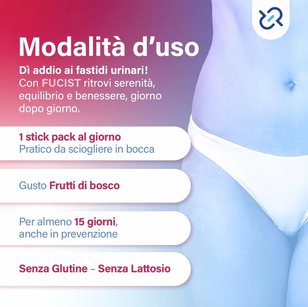 FUCIST Integratore Vie Urinarie con D-Mannosio 1000 Mg, Mirtillo Rosso e PEA Palmitoiletanolamide, Alta concentrazione per Candida Cistite in Stick Orosolubili pronti all'uso