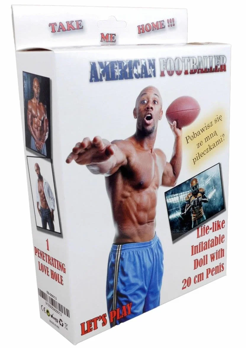 AMERICA FOOTBALLER BAMBOLO GONFIABILE MASCHIO NERO SPORTIVO