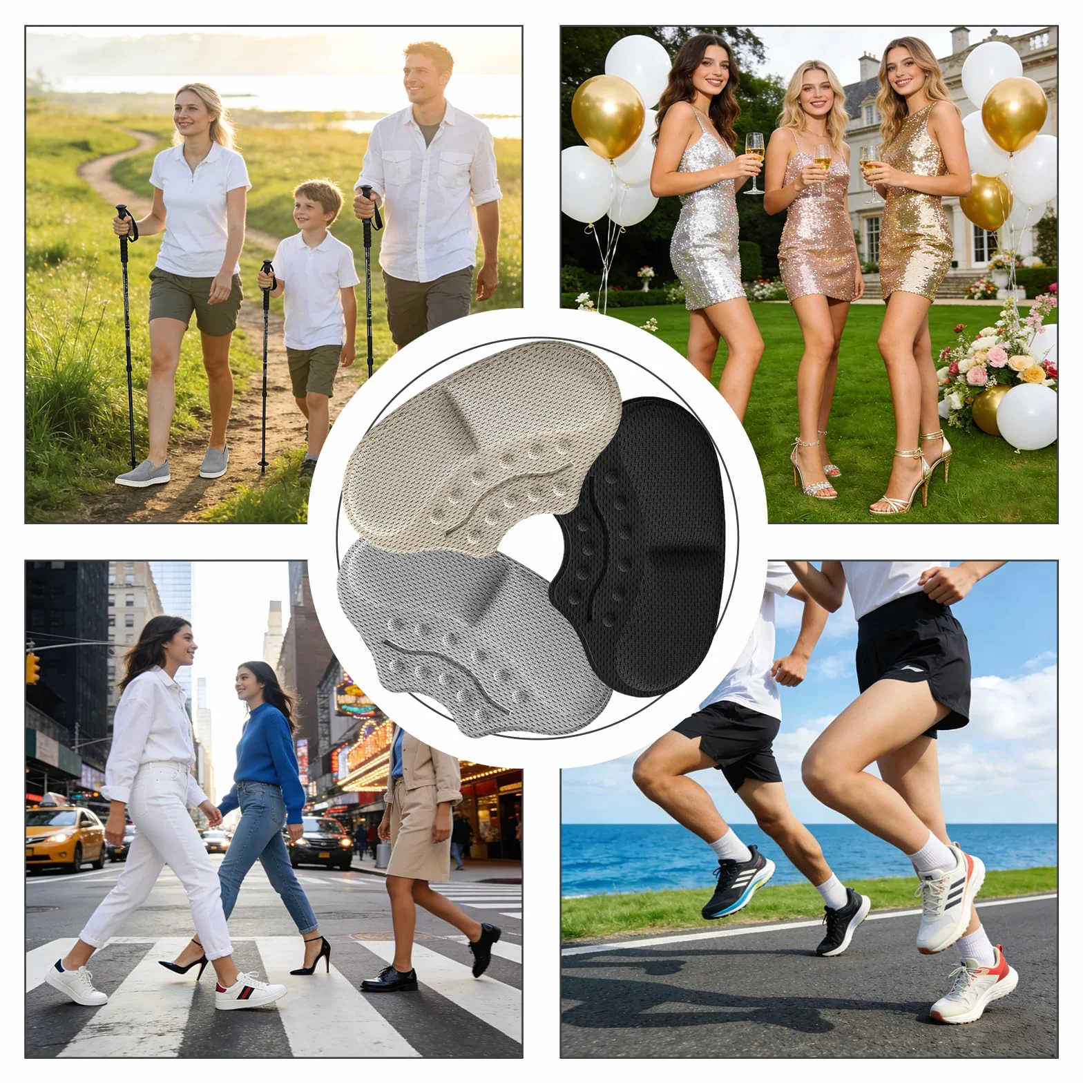 SURFOU 6 Paia Cuscinetti per Scarpe Troppo Grandi, Proteggi Tallone Autoadesivi Antiscivolo, Inserti Morbidi, Migliora la Vestibilità, Adatto per Tacchi, Sneakers e Modelli Casual da Uomo e Donna