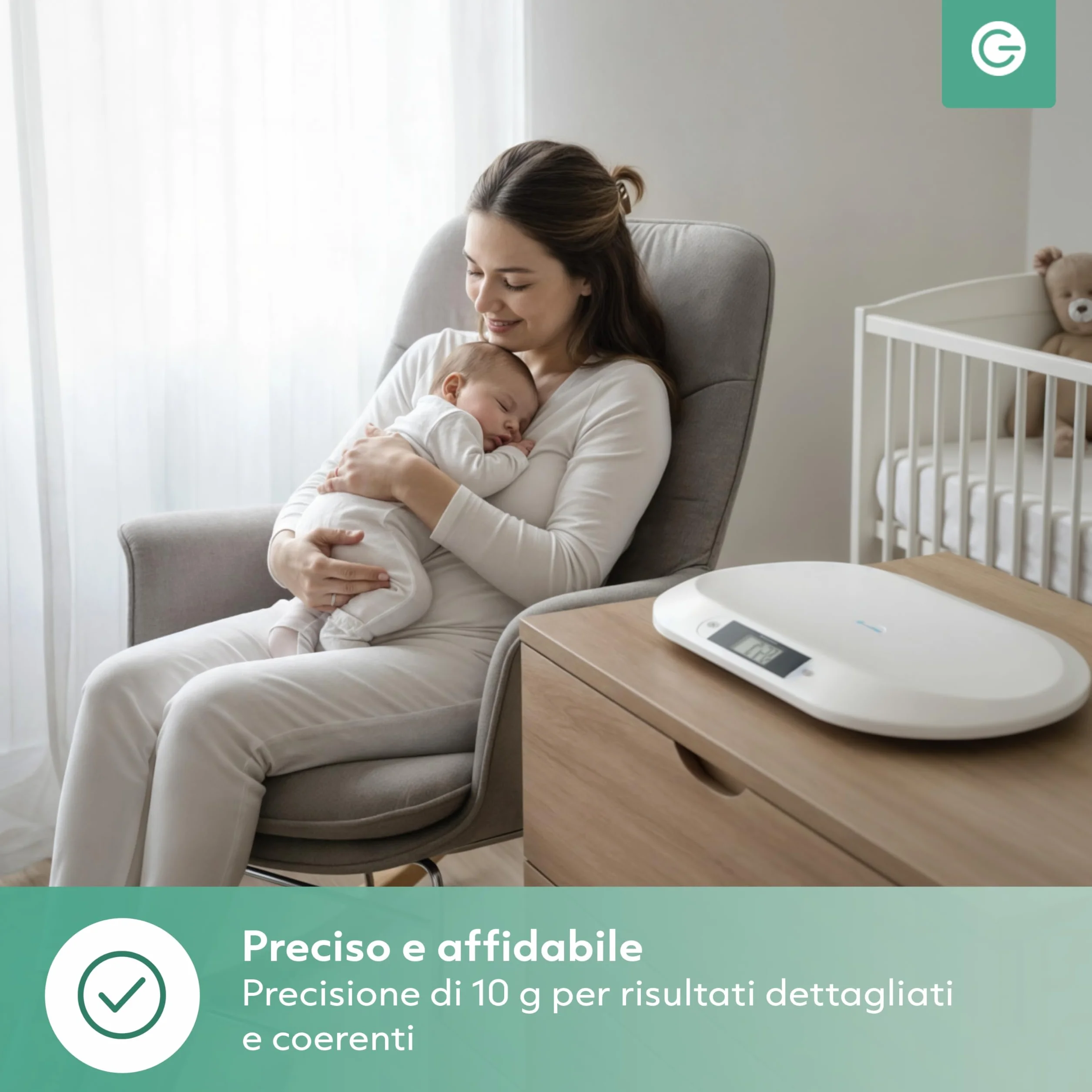Silvergear Bilancia intelligente per neonati Bluetooth 20 kg app Smart Life 54,5 x 31,5 x 2,7 cm