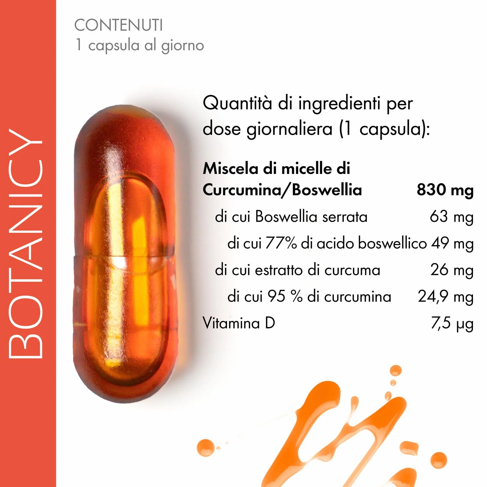 Botanicy CURCUMA + BOSWELLIA forte 60 capsule curcuma e incenso NovaSOL vitamina D3 ossa muscoli alta biodisponibilità alto dosaggio
