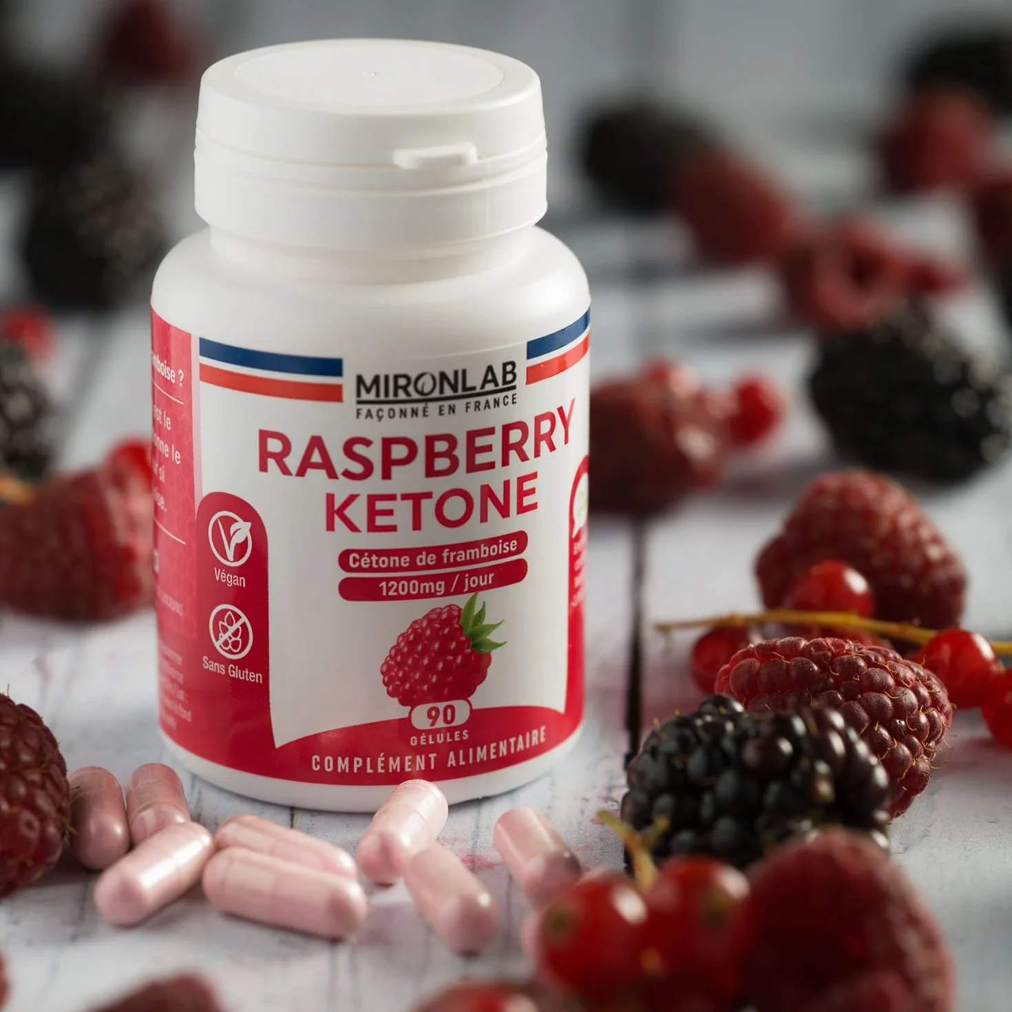 MIRONLAB Raspberry Ketone Pure 1200mg 90 Capsule - Alto dosaggio Chetoni di Lampone per Gestione Peso