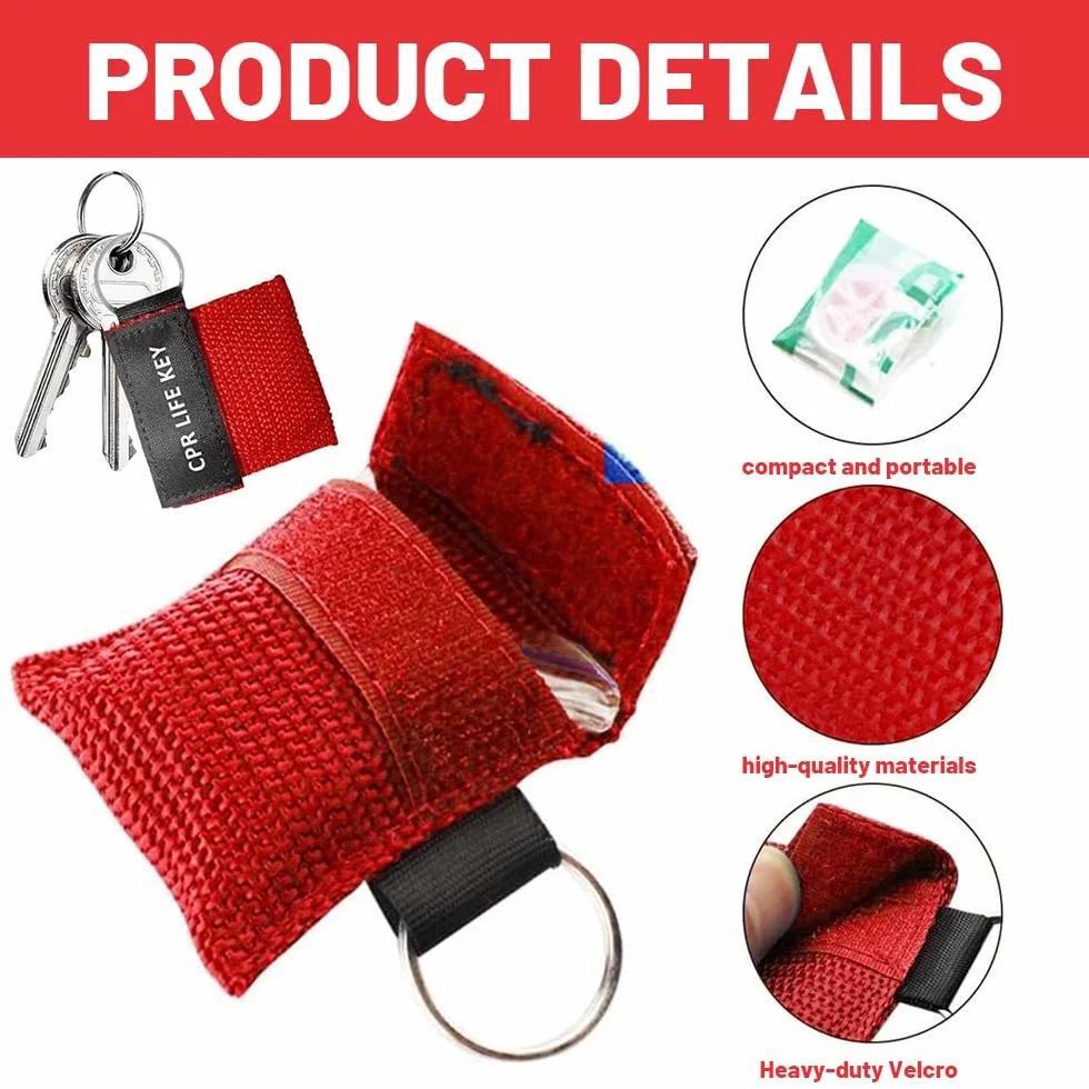 Pocket Mask 4 Pezzi Rosso Nero 5Cm Larghezza 5.5Cm Mascherina Respirazione Primo Soccorso Bocca A Bocca