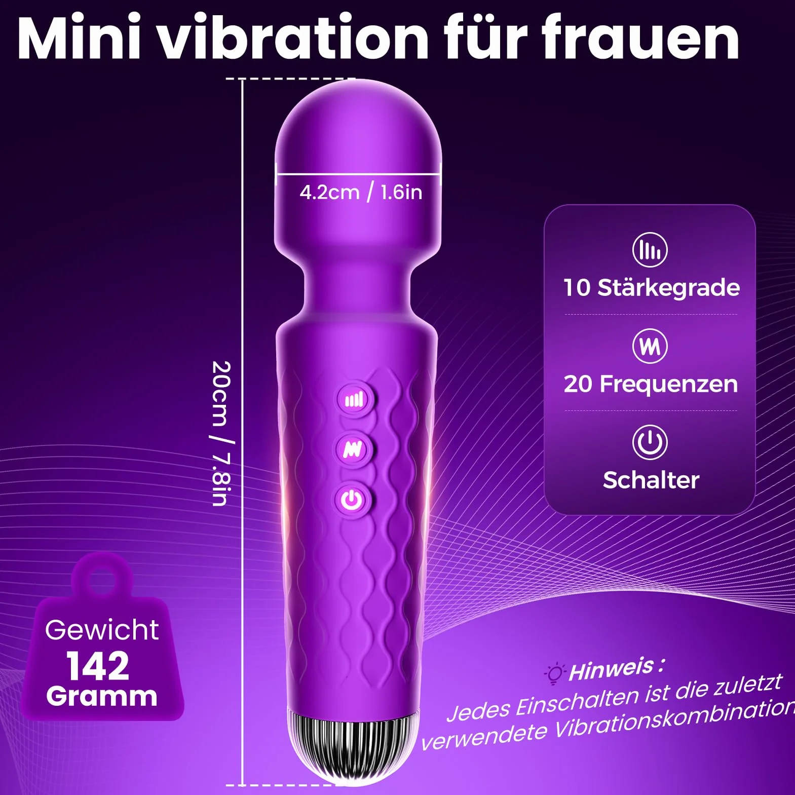 Gobeken Vibratore don, dildo con di vibrazione, sex toys vibratoreper don professiole 20 frequenze 10 intensità di vibrazione, vibratoriper donne sexytoysys don viola, vibratoreper don clotoride