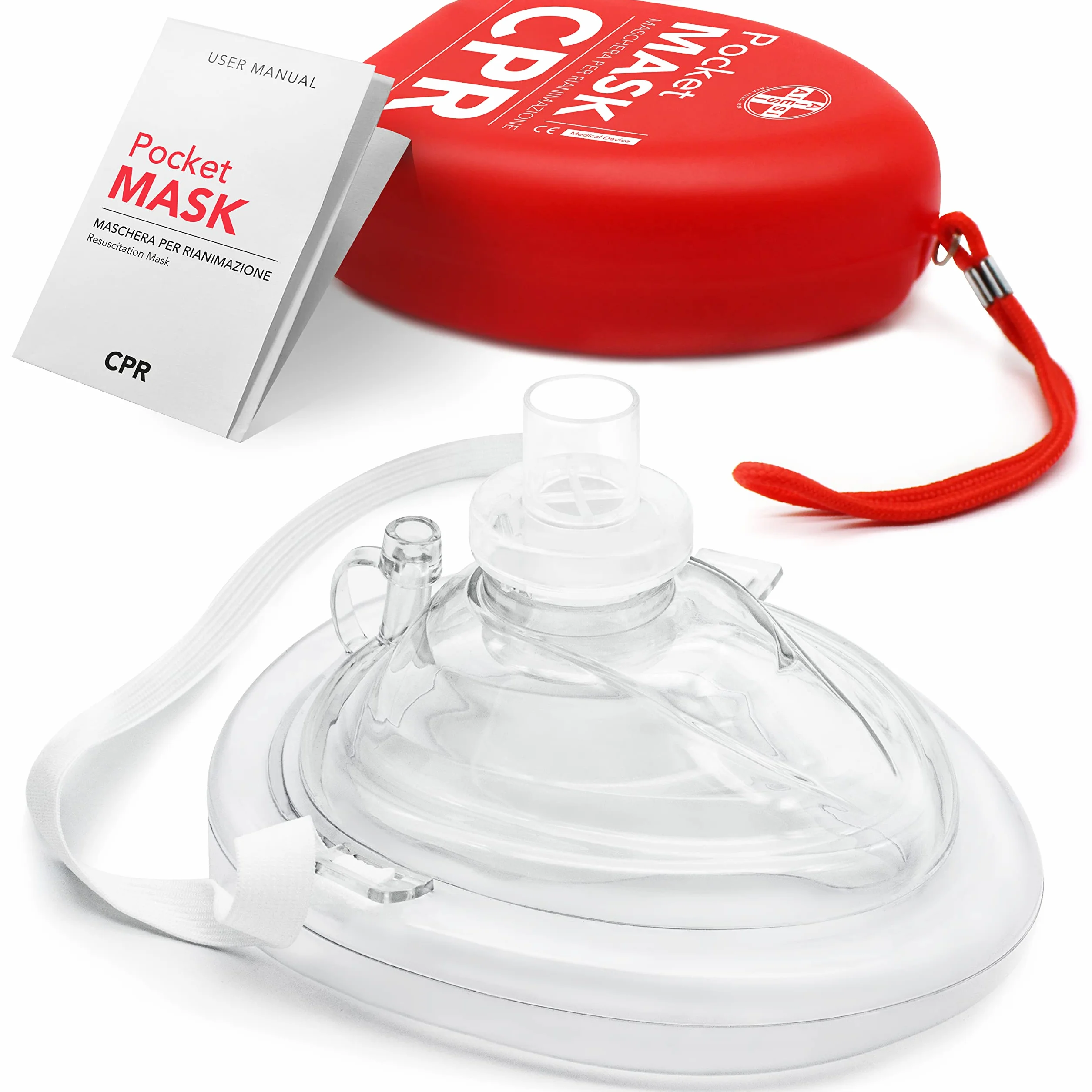 AIESI Pocket Mask maschera di rianimazione professionale con valvola unidirezionale e filtro CPR Resuscitator