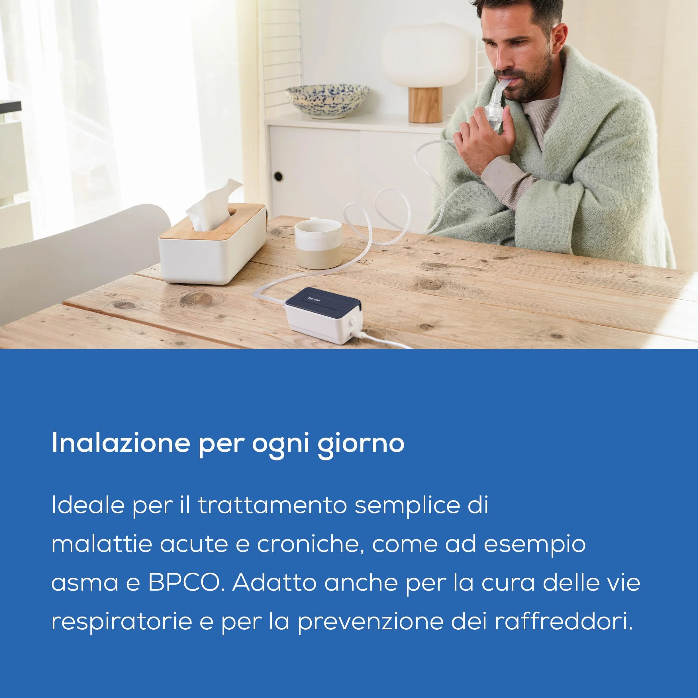 Beurer IH 15 Nebulizzatore Aerosol Compressore Compatto Leggero Uso Quotidiano Facile Veloce Viaggio