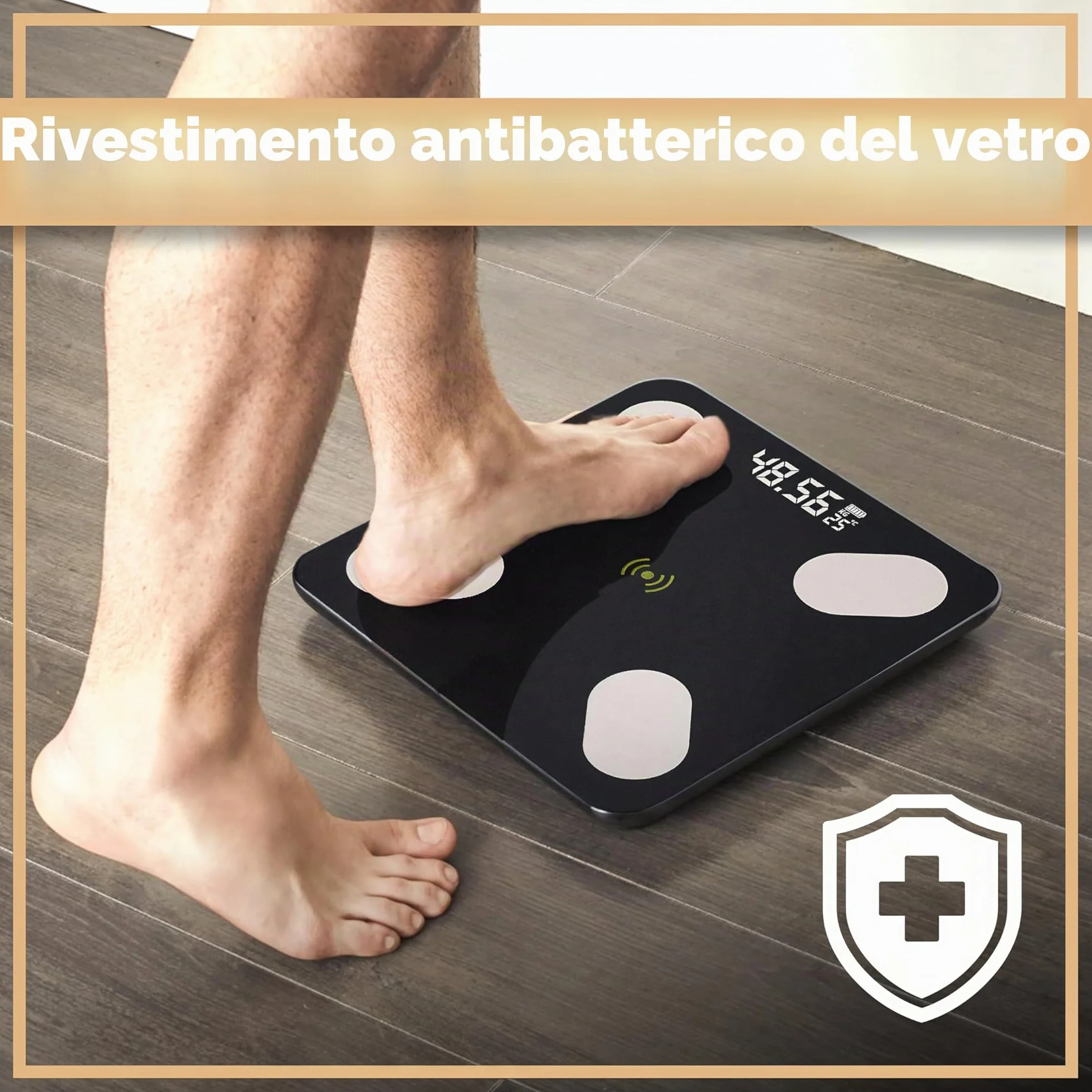 Retoo Bilancia Pesapersone Digitale Bluetooth Grasso Corporeo Analisi Corpo Vetro Temperato App iOS Android