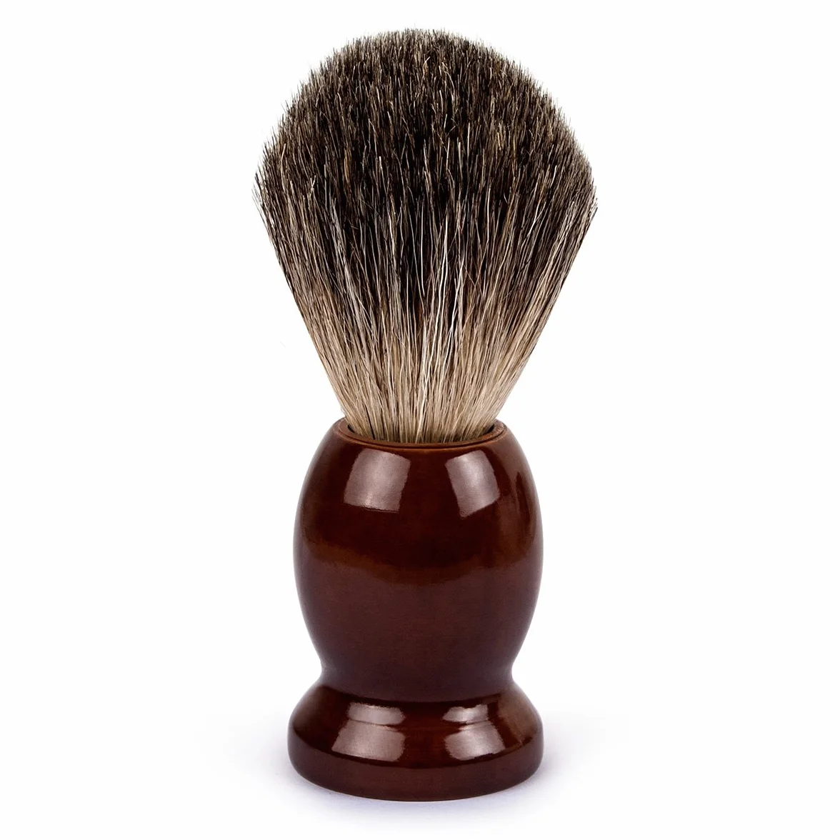 QSHAVE - Pennello da barba fatto a mano, setole di vero pelo di tasso puro al 100%, con vere setole di tasso, manico in legno La scelta migliore per una rasatura umida con rasoio.