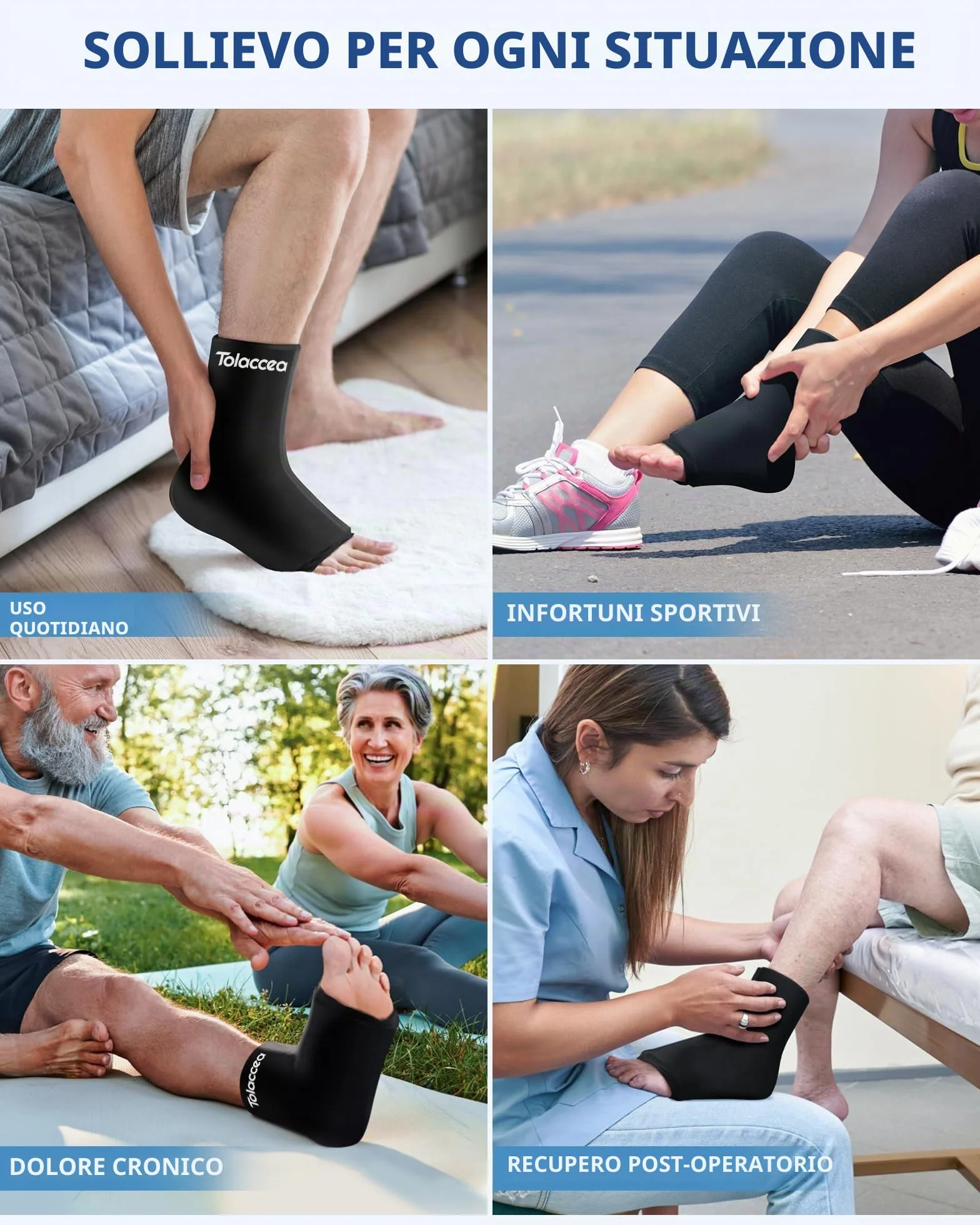 Tolaccea Supporto Ghiaccio per Caviglia e Piede, Impacco di Gel Riutilizzabile per Terapia Caldo e Freddo, Fascia Compressiva per Tendinite d'Achille, Fascite Plantare, Gonfiore L