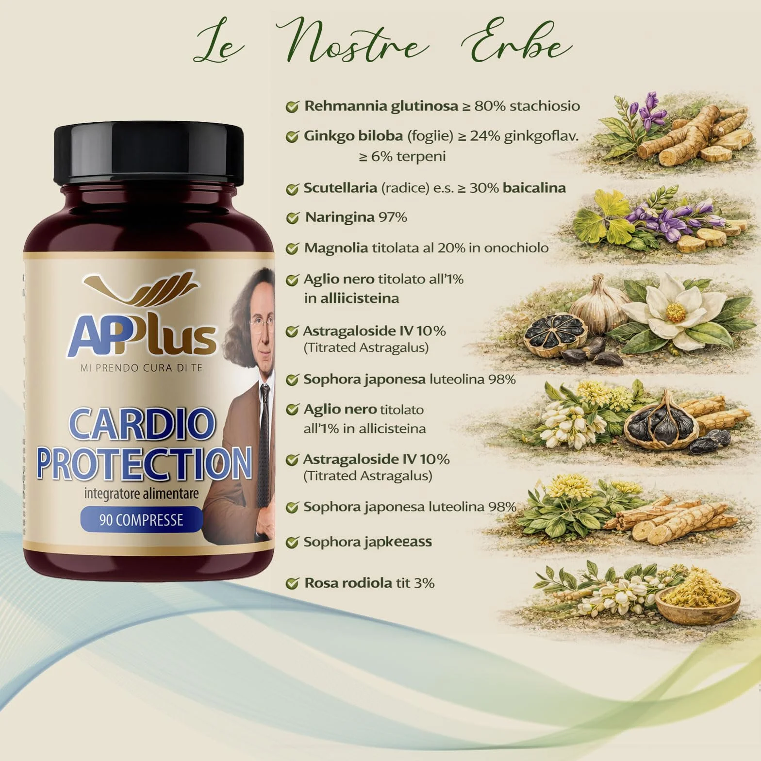 AP PLUS Cardio Protection Integratore Alimentare 90 Compresse Aglio Nero Ginkgo Biloba