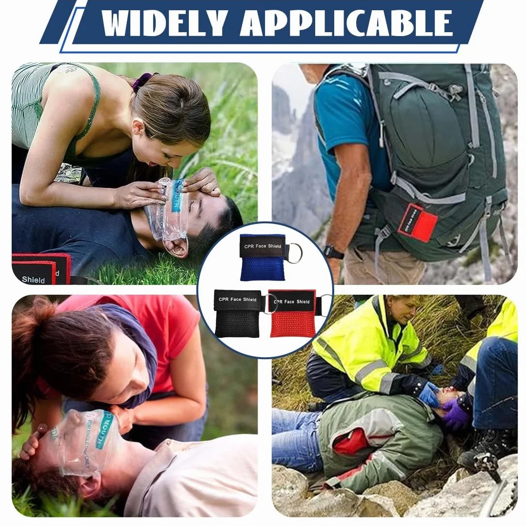 Pocket Mask Primo Soccorso 6 Pezzi Mascherina Respirazione Bocca A Bocca 5X5.5 Cm Rosso Blu Nero