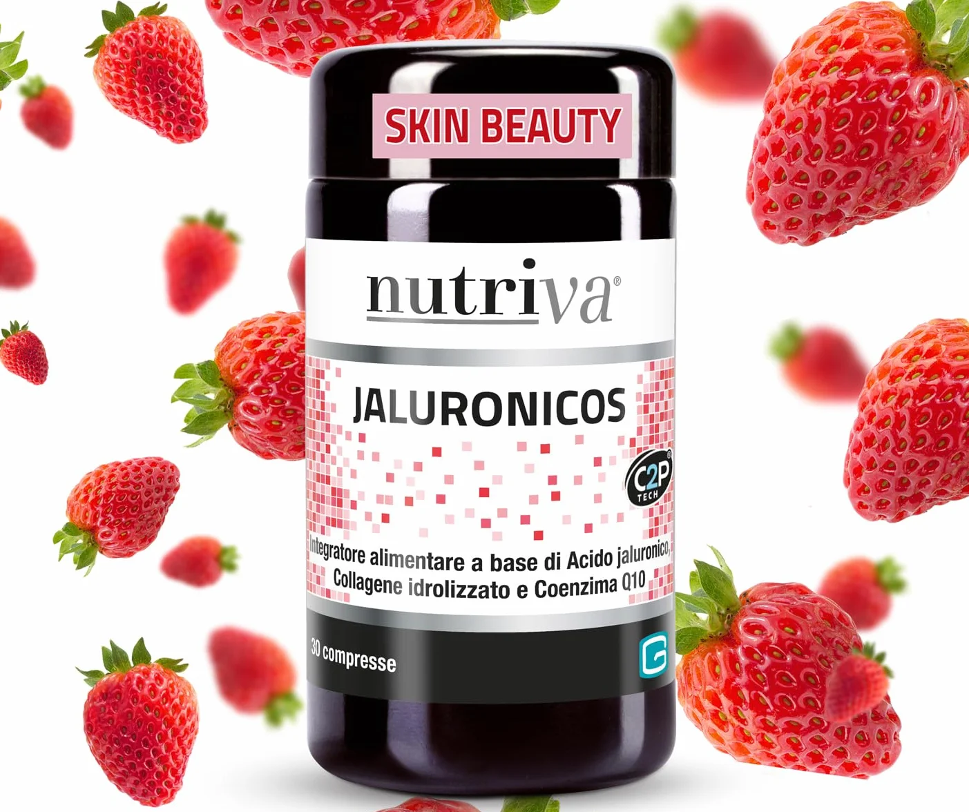 NUTRIVA Jaluronicos, Integratore Alimentare con Acido Jaluronico, Collagene Tipo II e Coenzima Q10 - 30 Compresse
