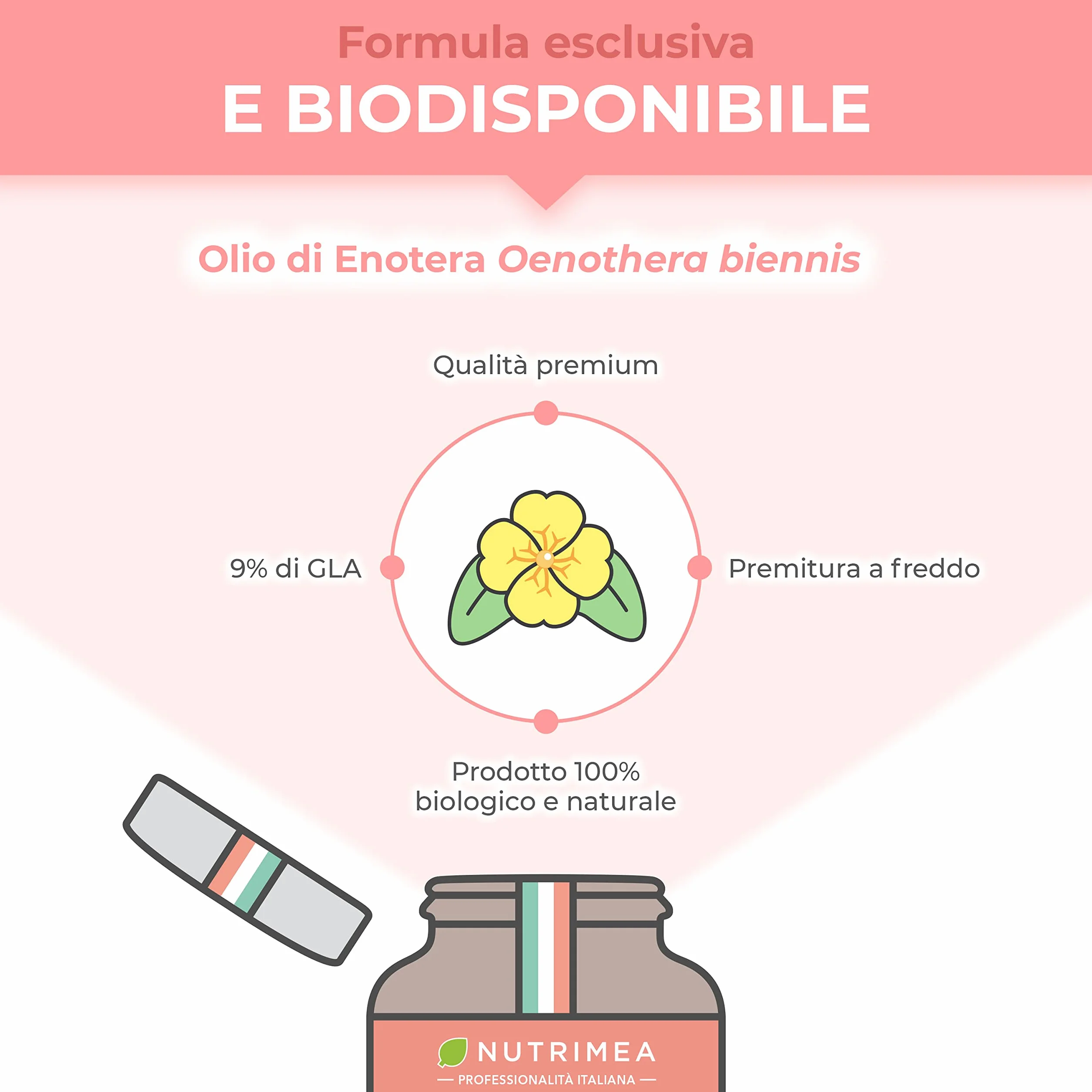 Olio di Enotera BIO 3000 mg GLA 270 mg Spremuto a freddo 60 capsule