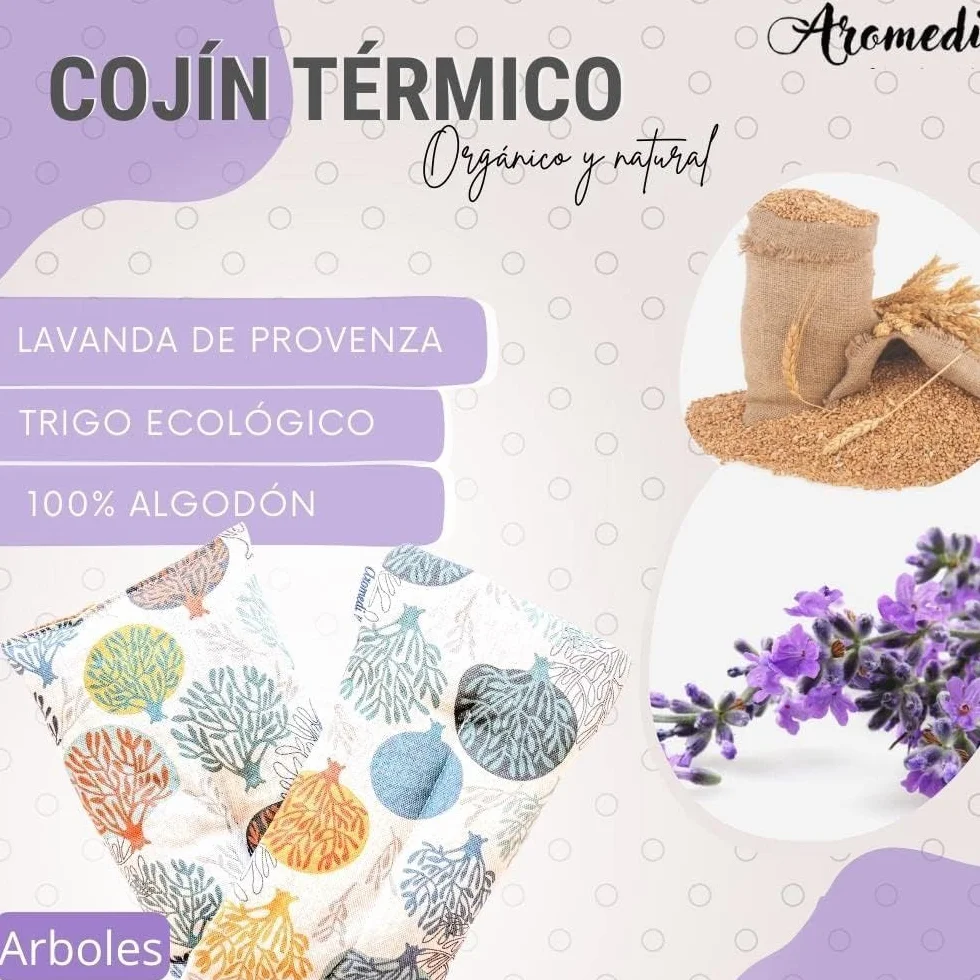 Cuscino per semi a microonde, sacco termico di semi con lavanda naturale e grano cuscino termico per lenire il dolore. Ritenzione di calore e freddo. (48 x 15) (foglie)