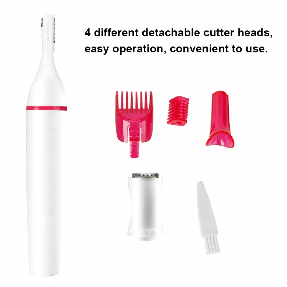 Rasoio elettrico 4-in-1 per capelli, naso e bikini donna