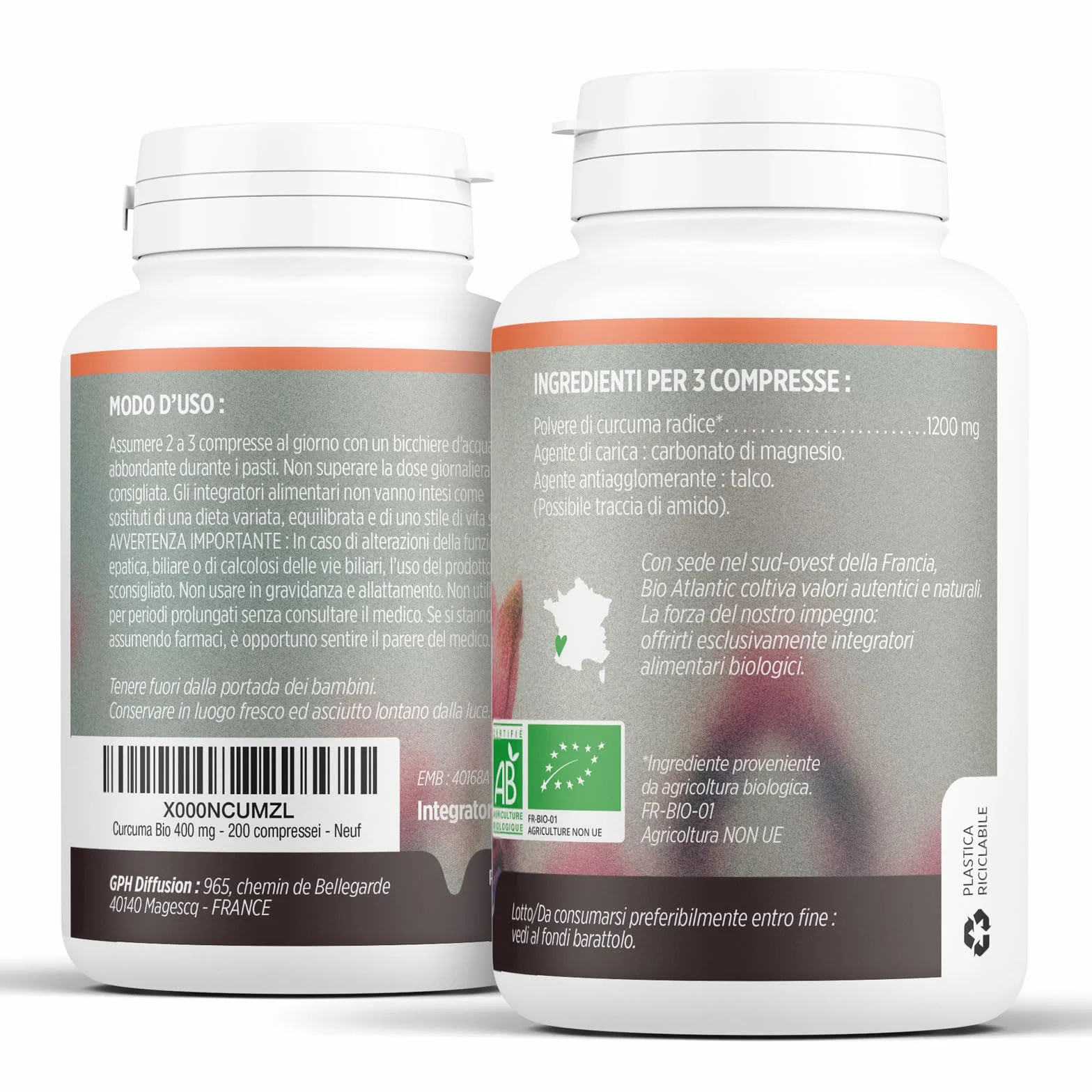 Curcuma Biologico 400 mg 200 compresse