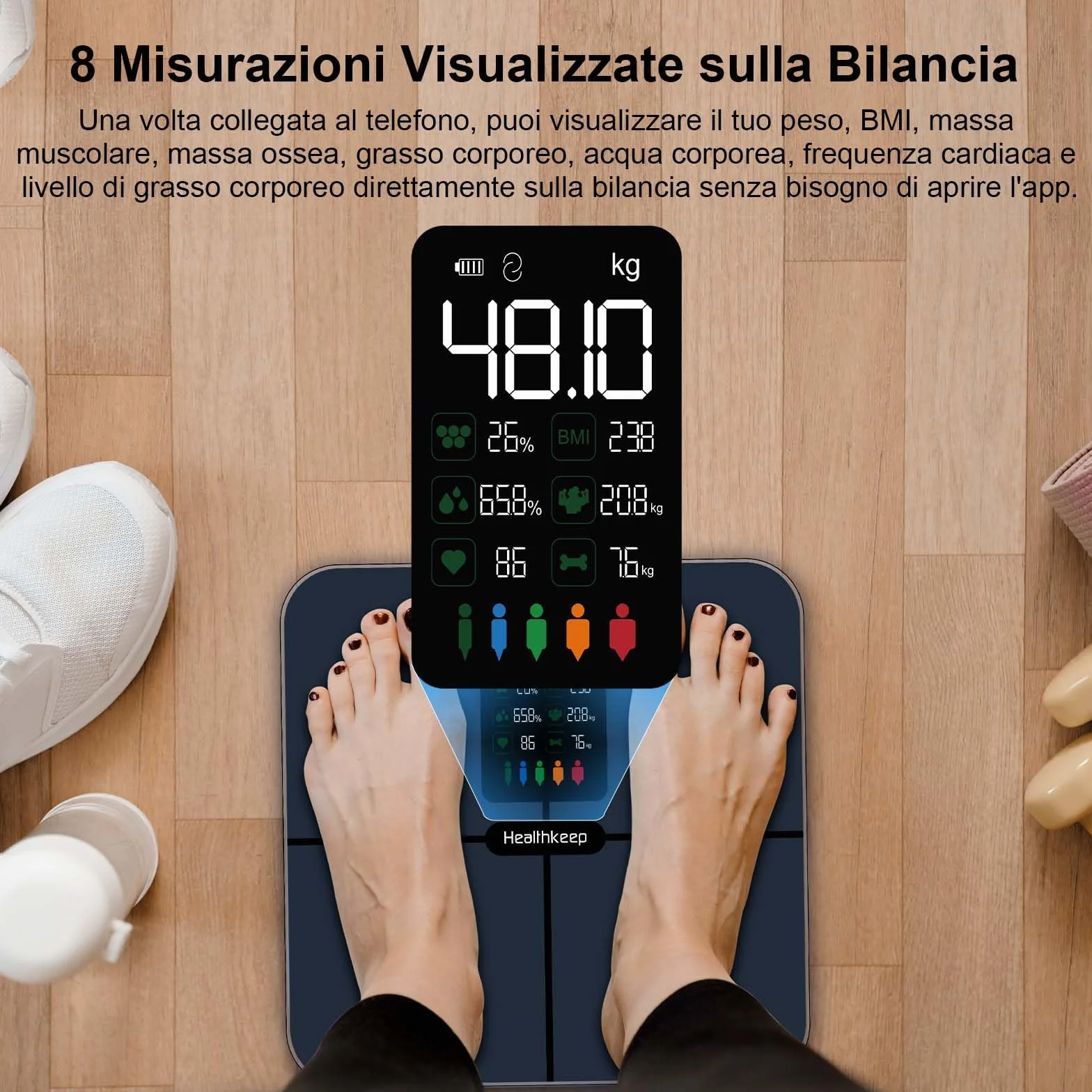 Bilancia Pesapersone Digitale Bluetooth di Precisione con BMI
