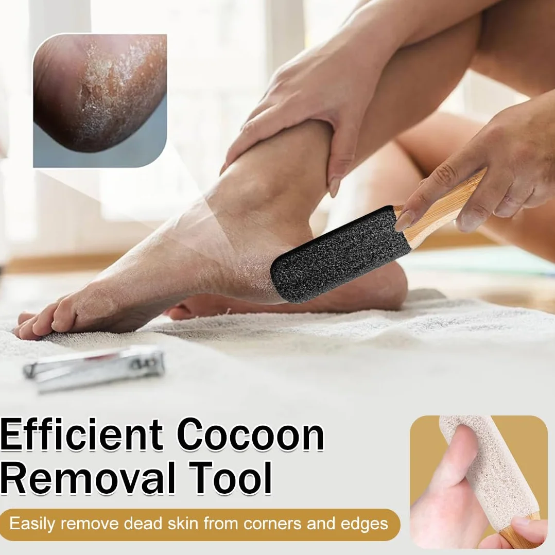 Pietra Pomice con Manico in Legno, Raspa Piedi Rimozione Pelle Dura, Lava Pedicure Tools per Piedi e Mani