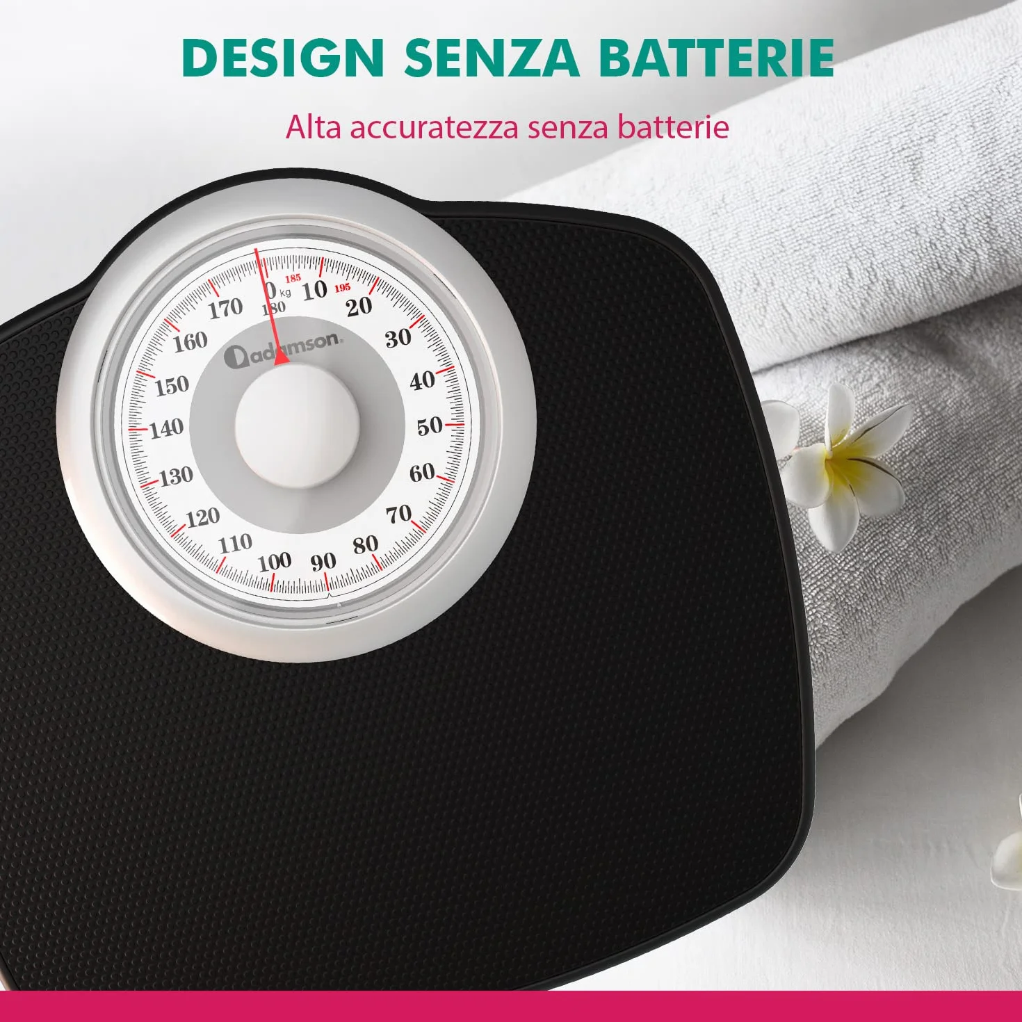 Adamson A25W Bilancia Pesapersone Meccanica, Analogica, Fino a 180 kg, Piedini Anti Scivolo – NUOVA - Durevole, Accurata e precisa – 20 Anni di Garanzia – Camera da Letto e Bagno