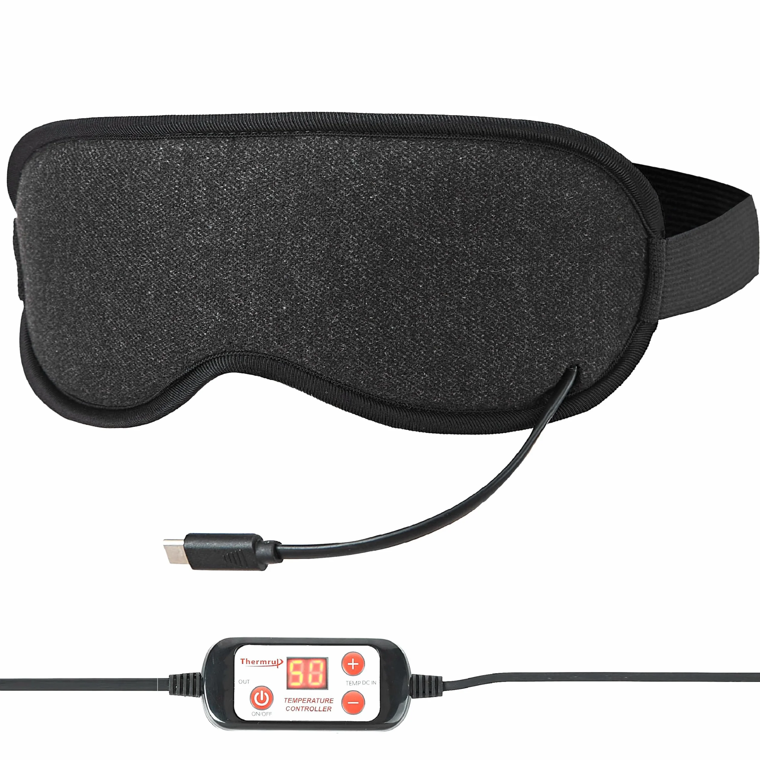 THERMRUP Maschera per occhi riscaldabile con regolazione precisa della temperatura da 40 a 50 °C, terapia rilassante a infrarossi lontani con calore umido