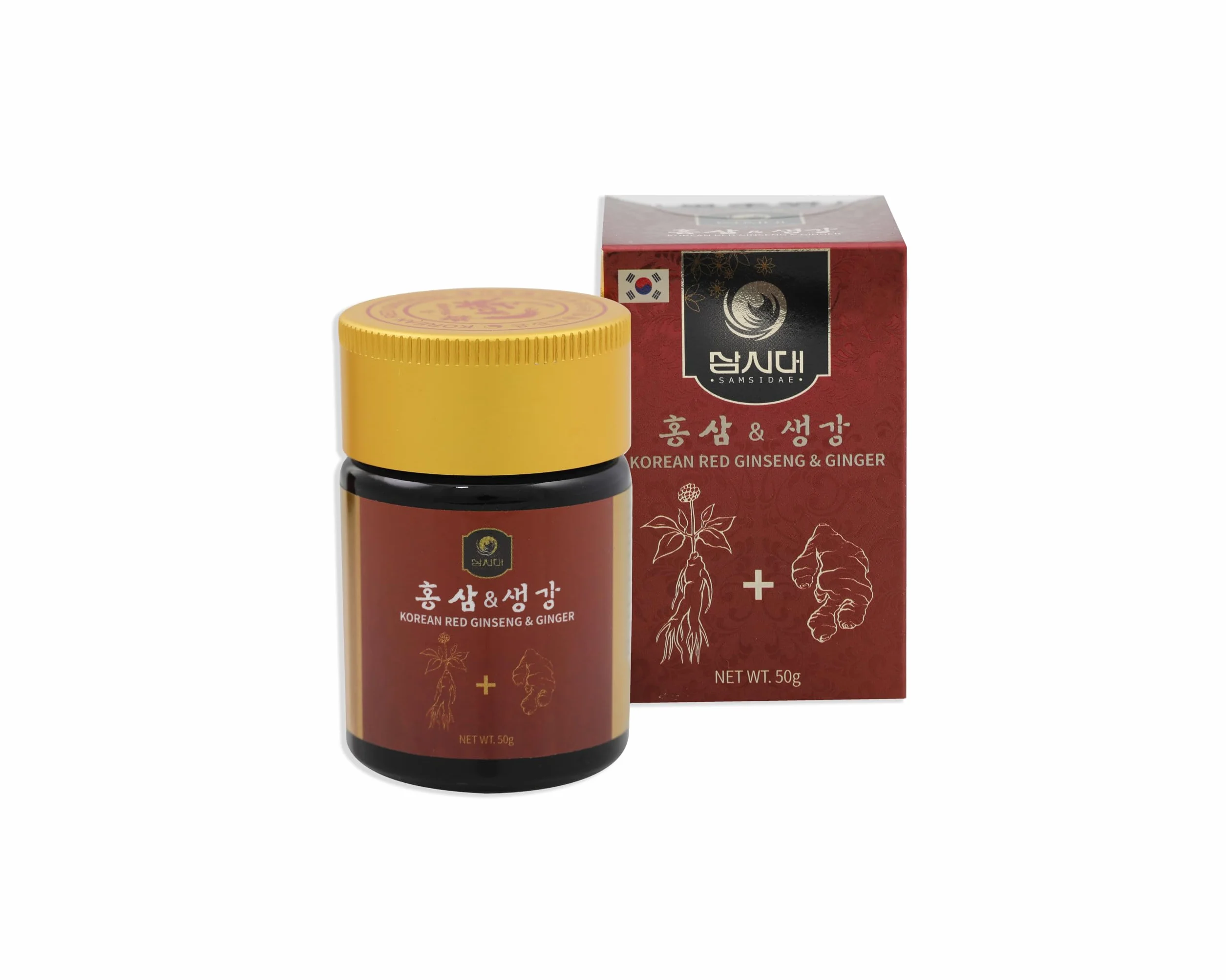 SAMSIDAE Ginseng Rosso & Zenzero Coreano titolato 10 mg/g 50g Energia Digestione Immunità Cucchiaino Incluso