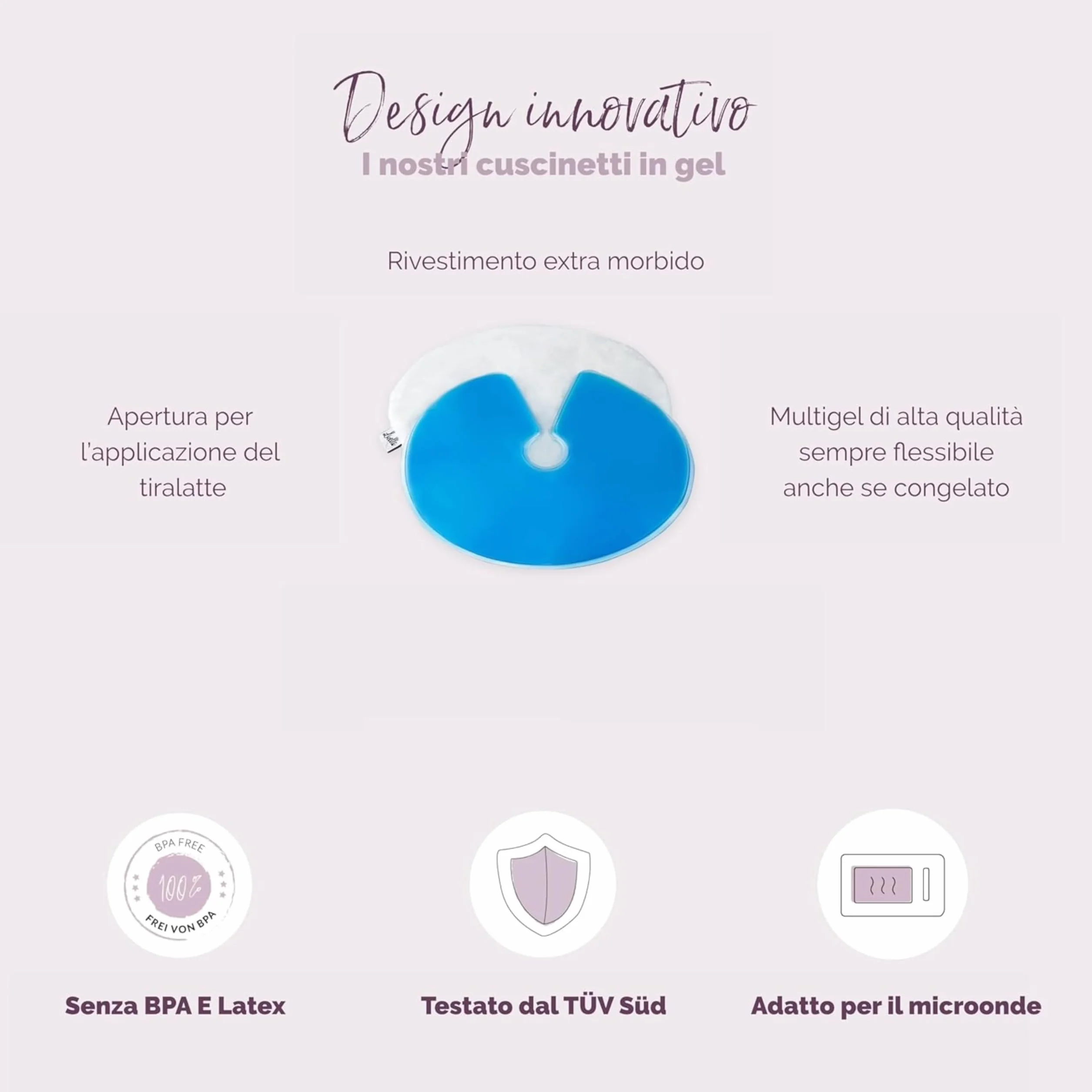 Cuscinetto in gel per il seno Livella 3 in 1 - uso freddo e caldo allattamento tiralatte - 2 pad 2 custodie