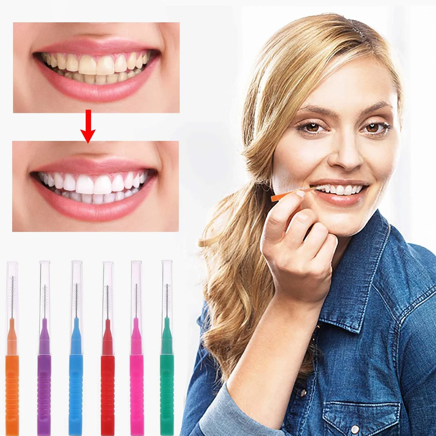 Scovolini Interdentali 30 Pezzi, Scovolino Per Pulizia Denti con Coperchio, Igiene Orale (6 Colori)