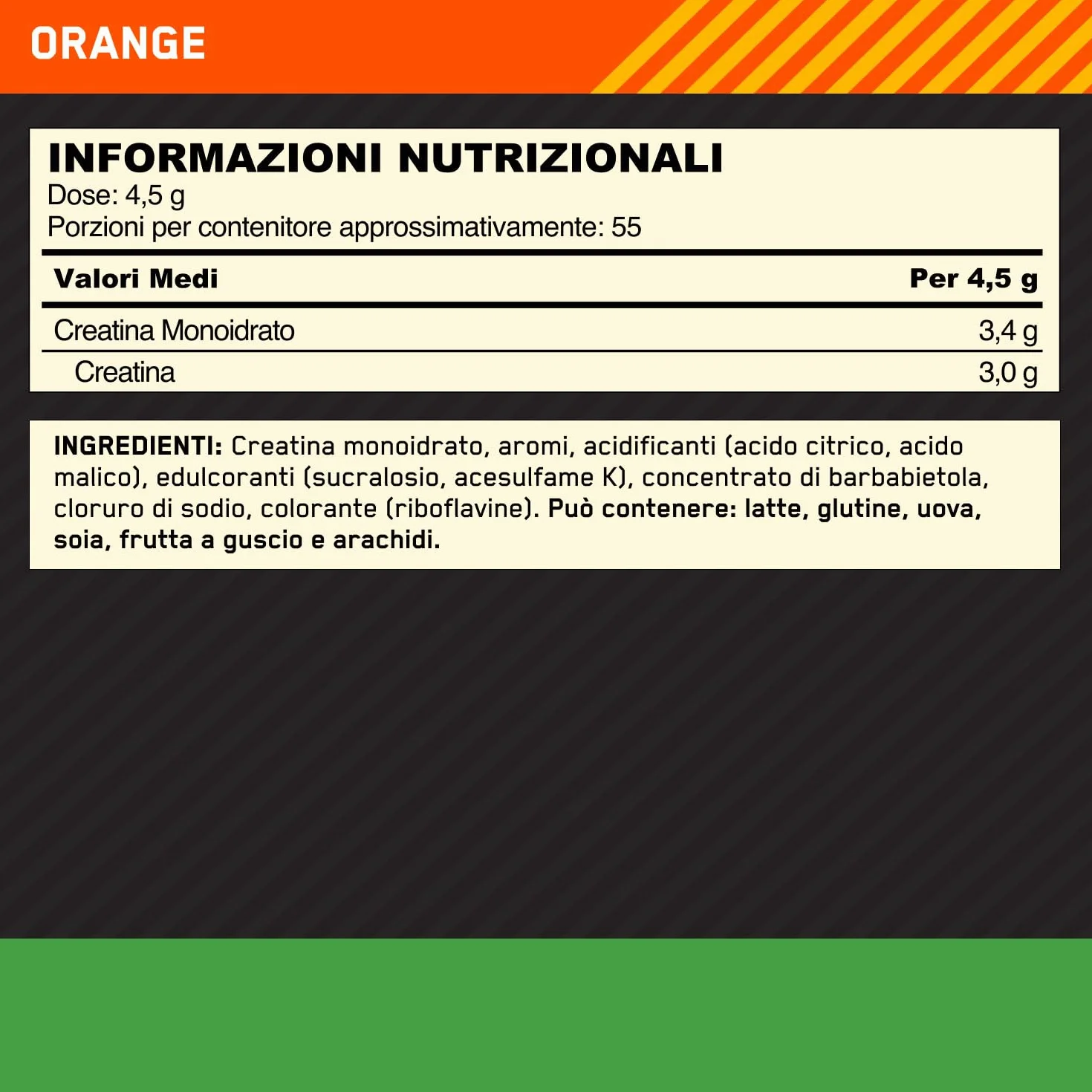 Optimum Nutrition Creatina Micronizzata in Polvere, Gusto Arancia, 247.5g, 55 Porzioni