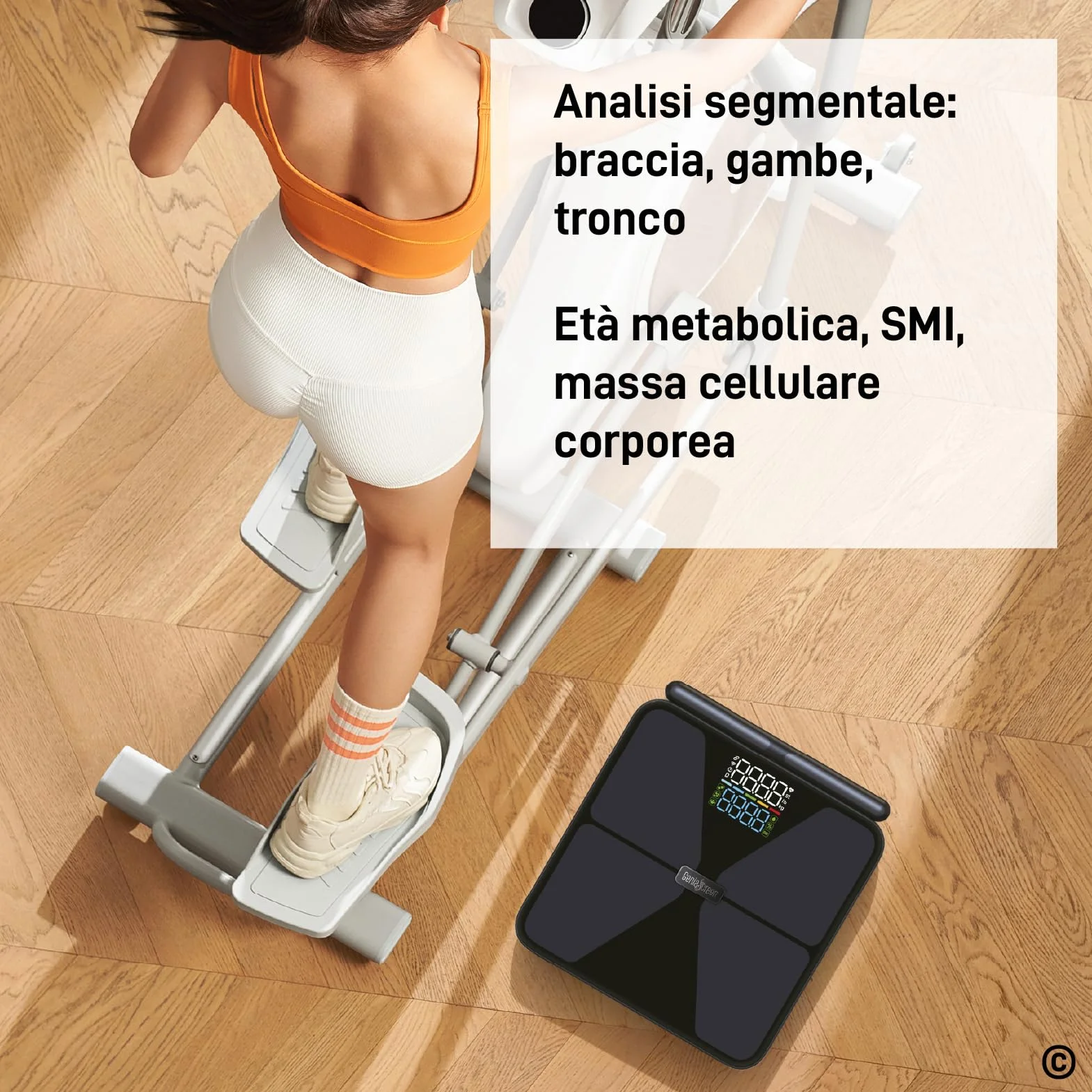 Bilancia Impedenziometrica Smart Wi-Fi Pesapersone Digitale 56 Misurazioni Vetro Temperato 32x30cm 180Kg GeniaScreen SmartCore Display LED Bluetooth